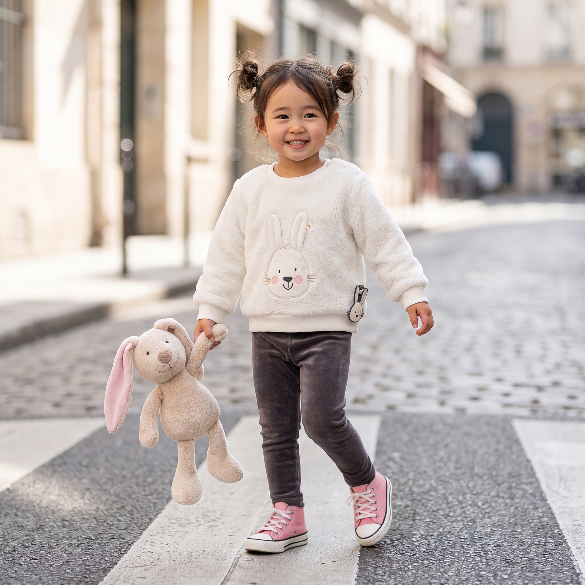 Baby Sherpa Fleeceshirt Schneehase, weiß