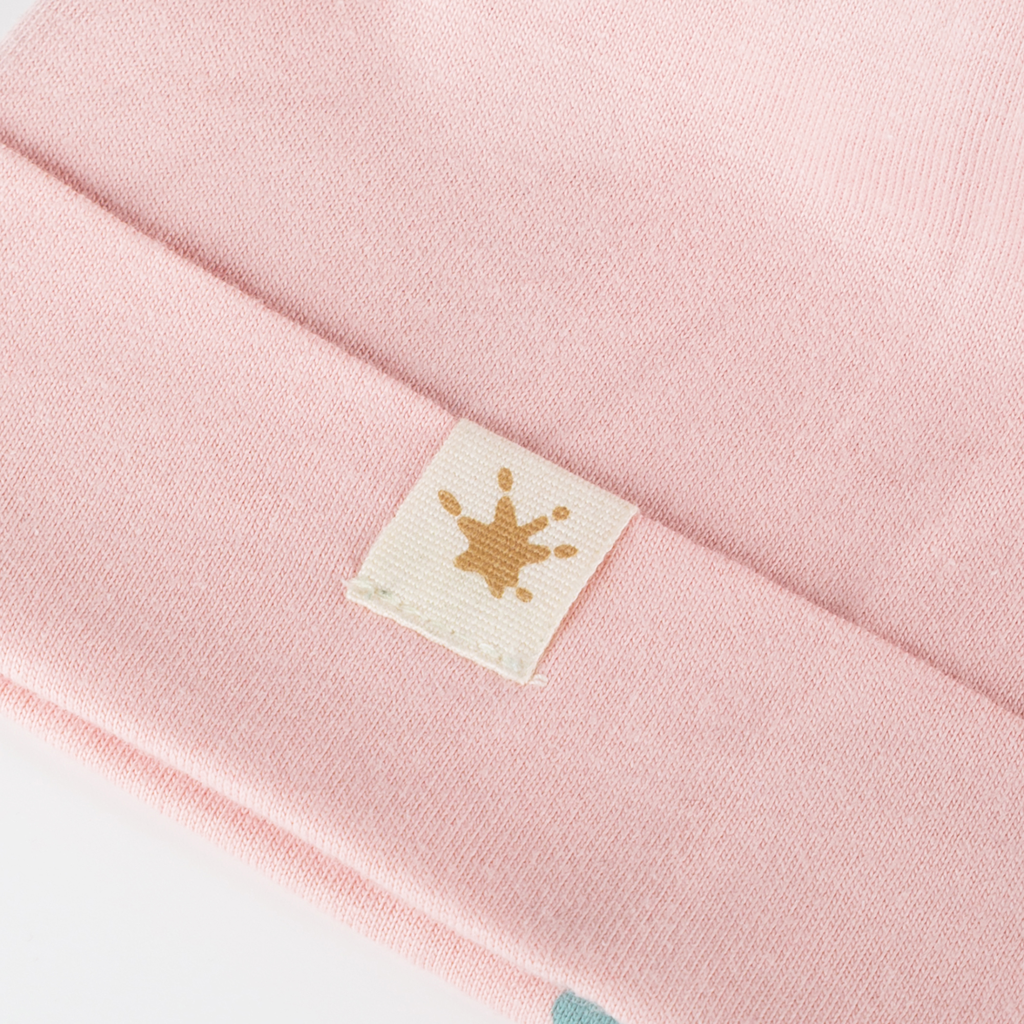 Baby Mütze, rosa und bunt bedruckt