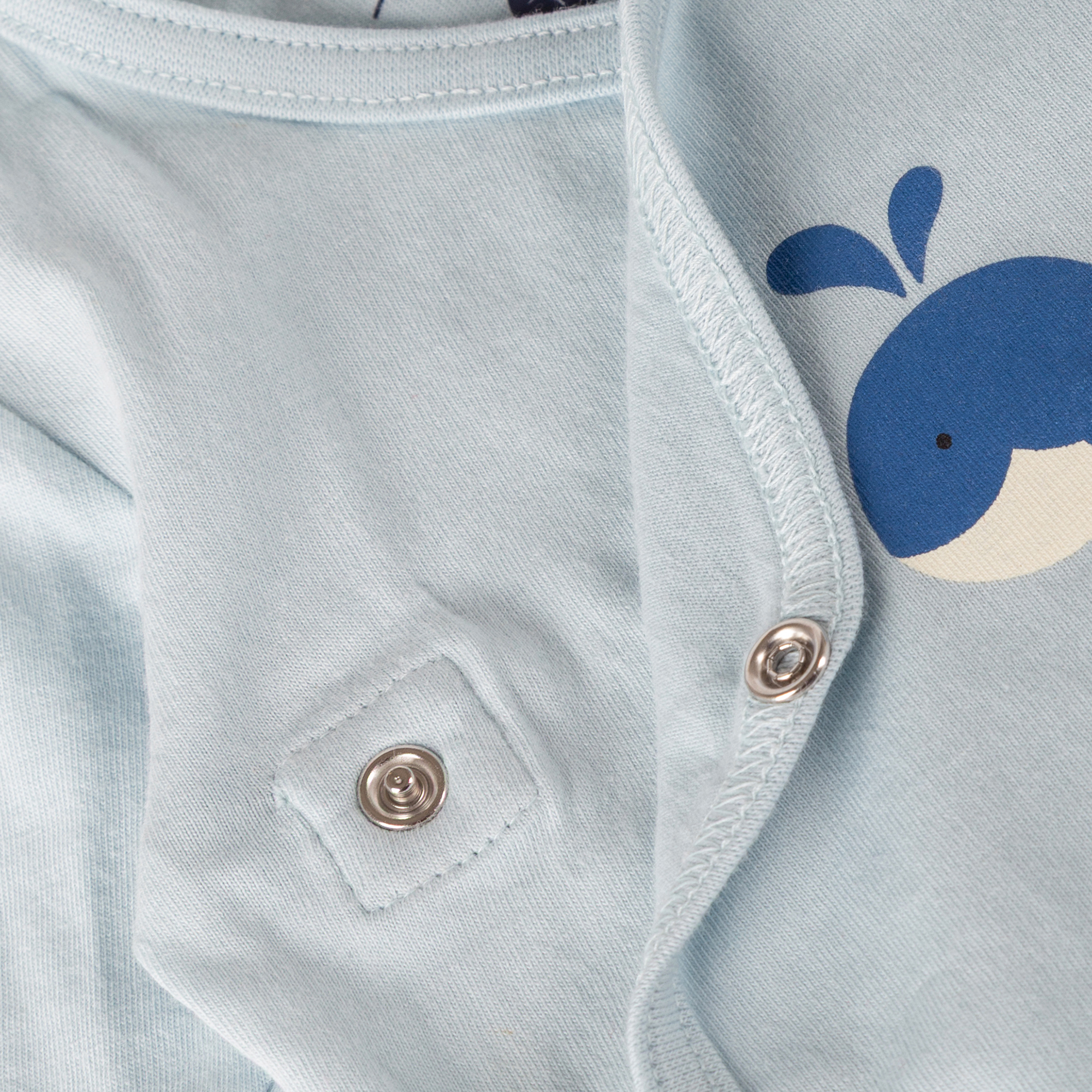 Newborn baby kimono bodysuit onesie whale, light blue