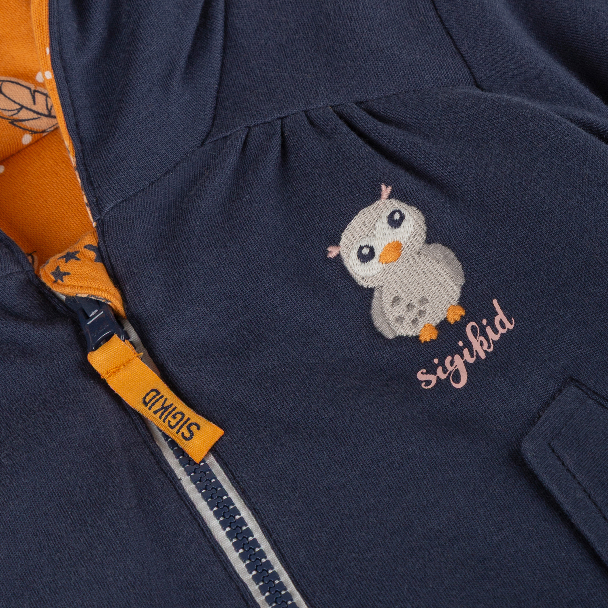 Reversible hooded baby jacket Magic Owl, interlined