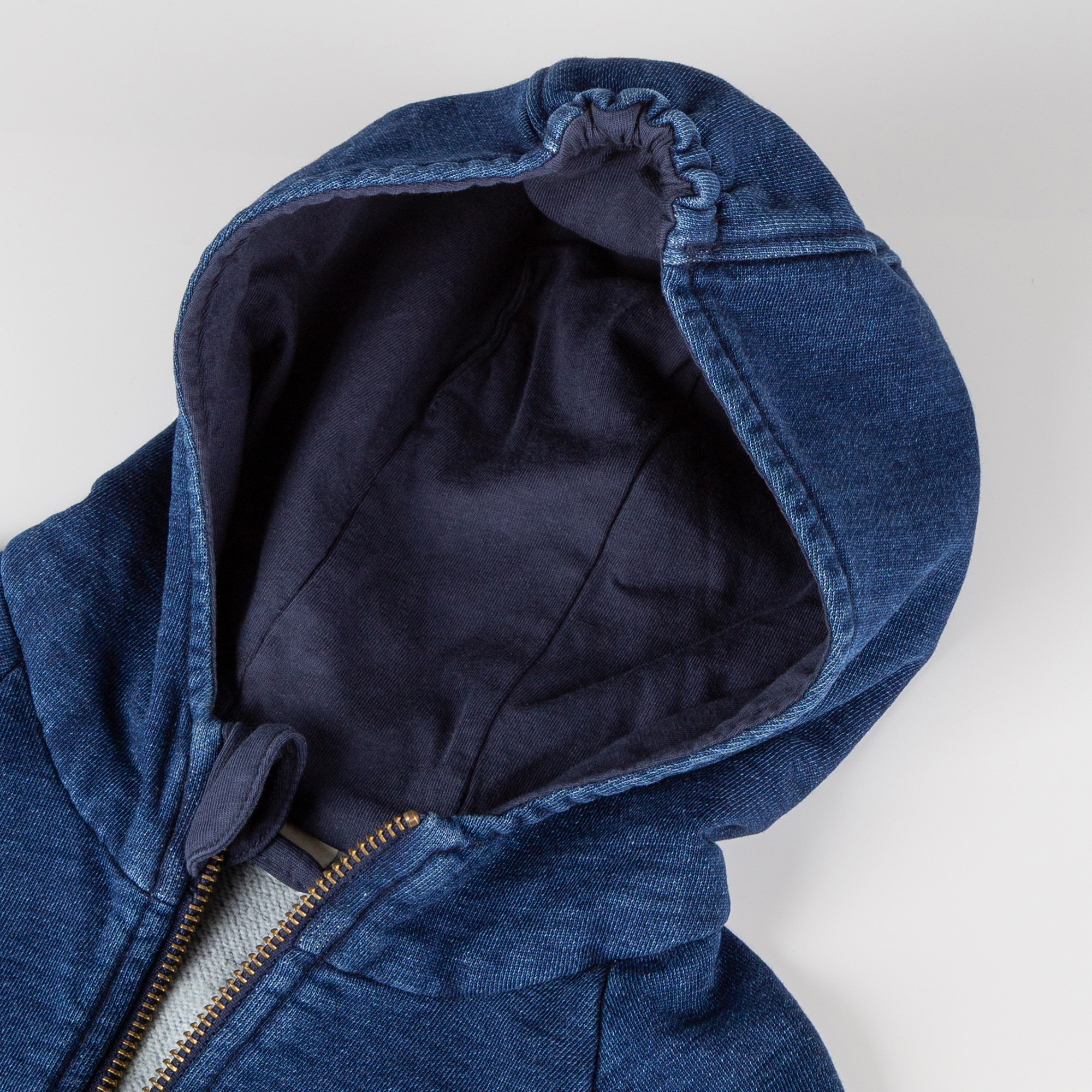 Kinder Kapuzen Sweatjacke Denim Optik Klecks, dunkelblau