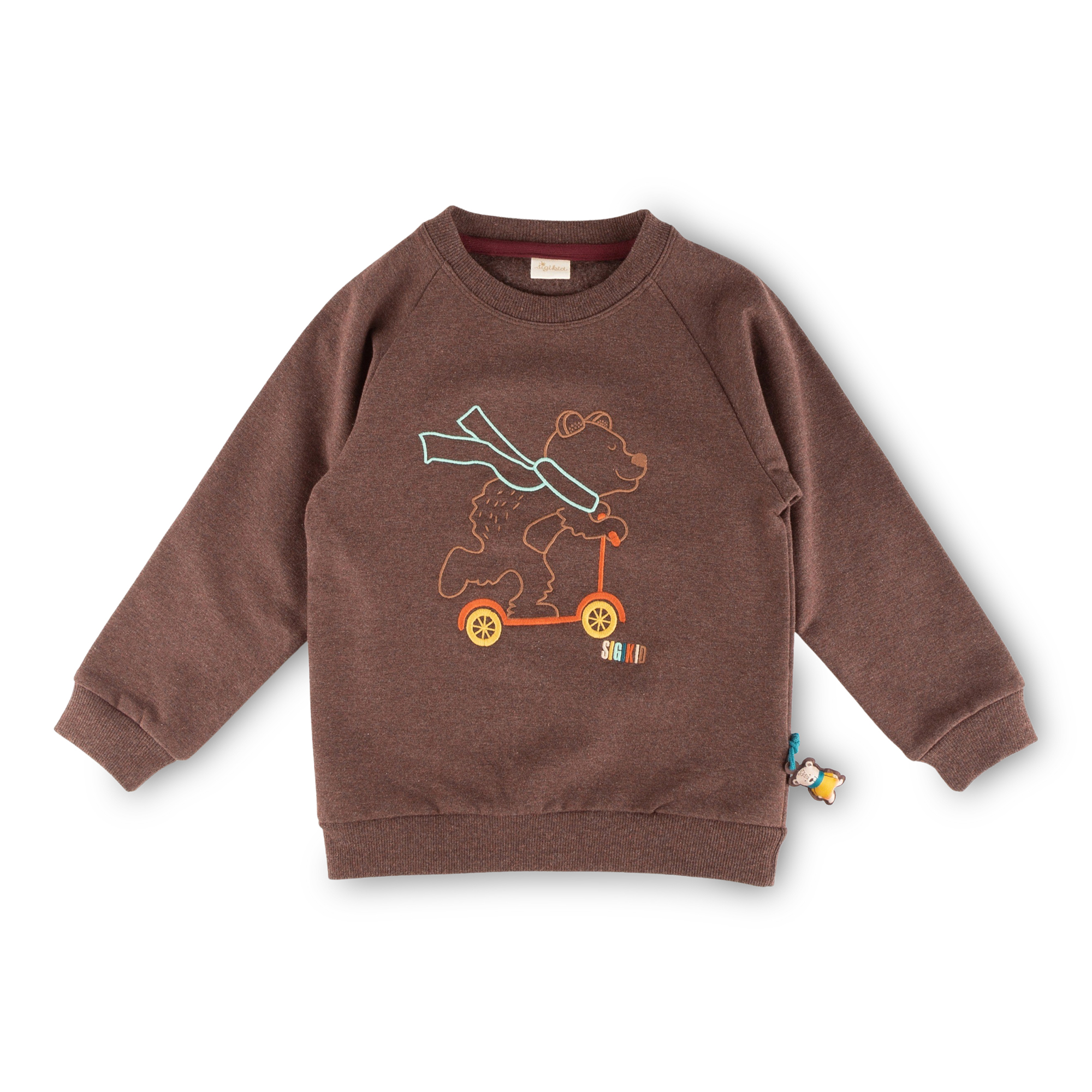 Dark brown children's sweatshirt scooter bear, Winter Animals