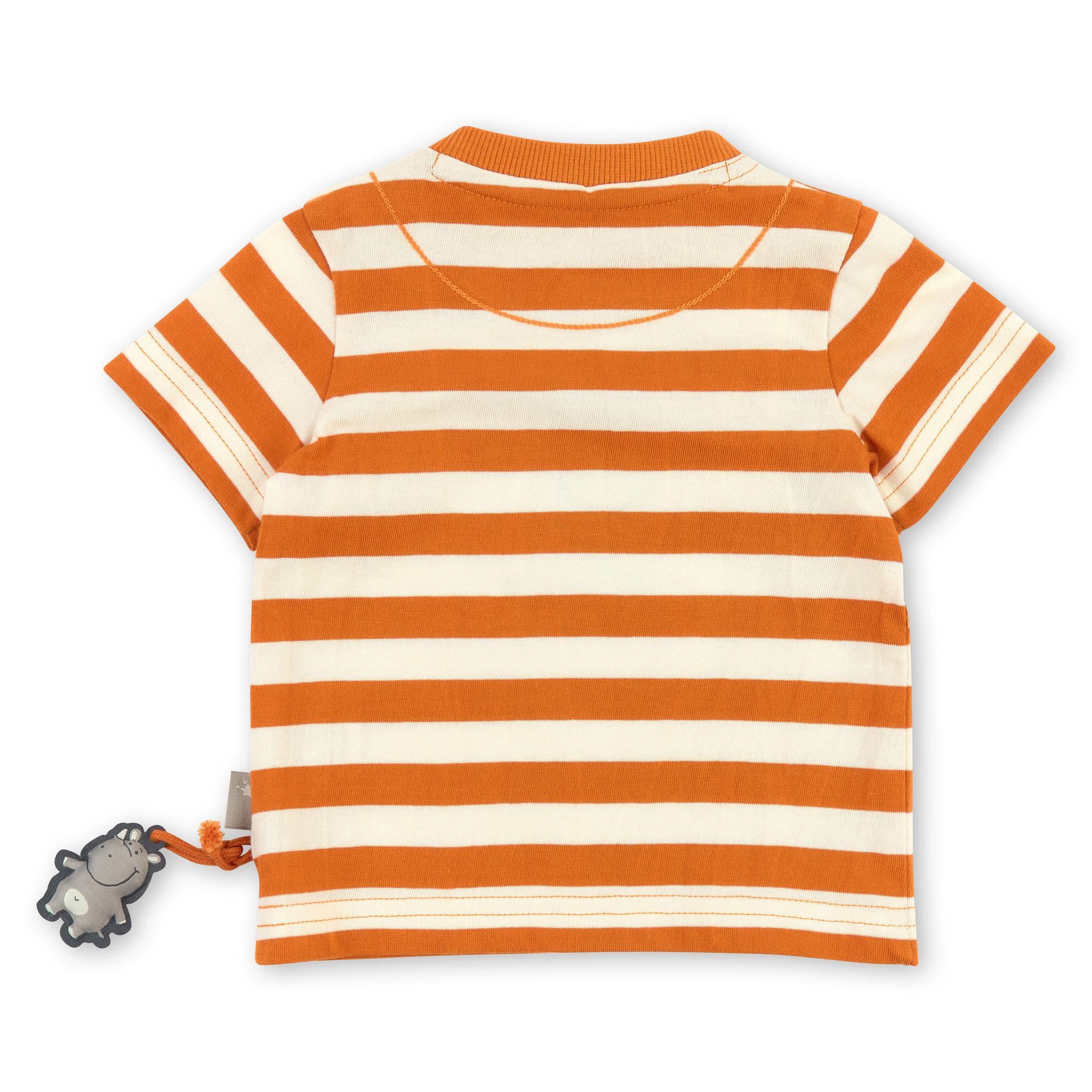 Cream/orange striped baby T-shirt rhino