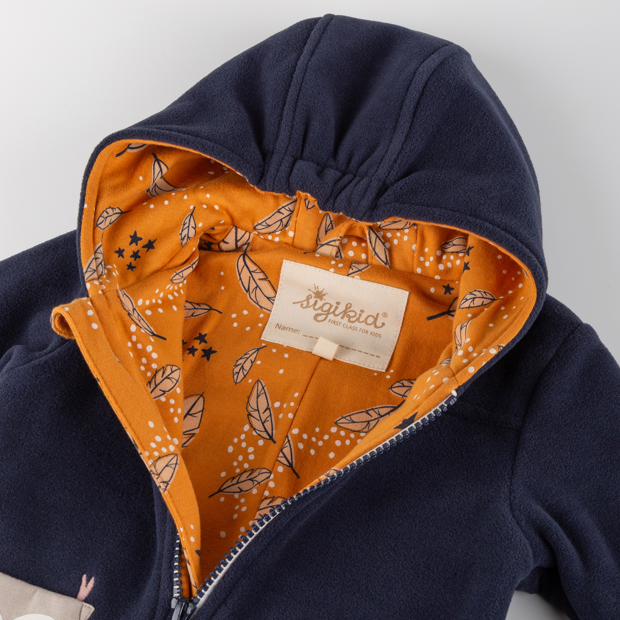 Baby Fleece Overall, Eule Curious Owl, dunkelblau