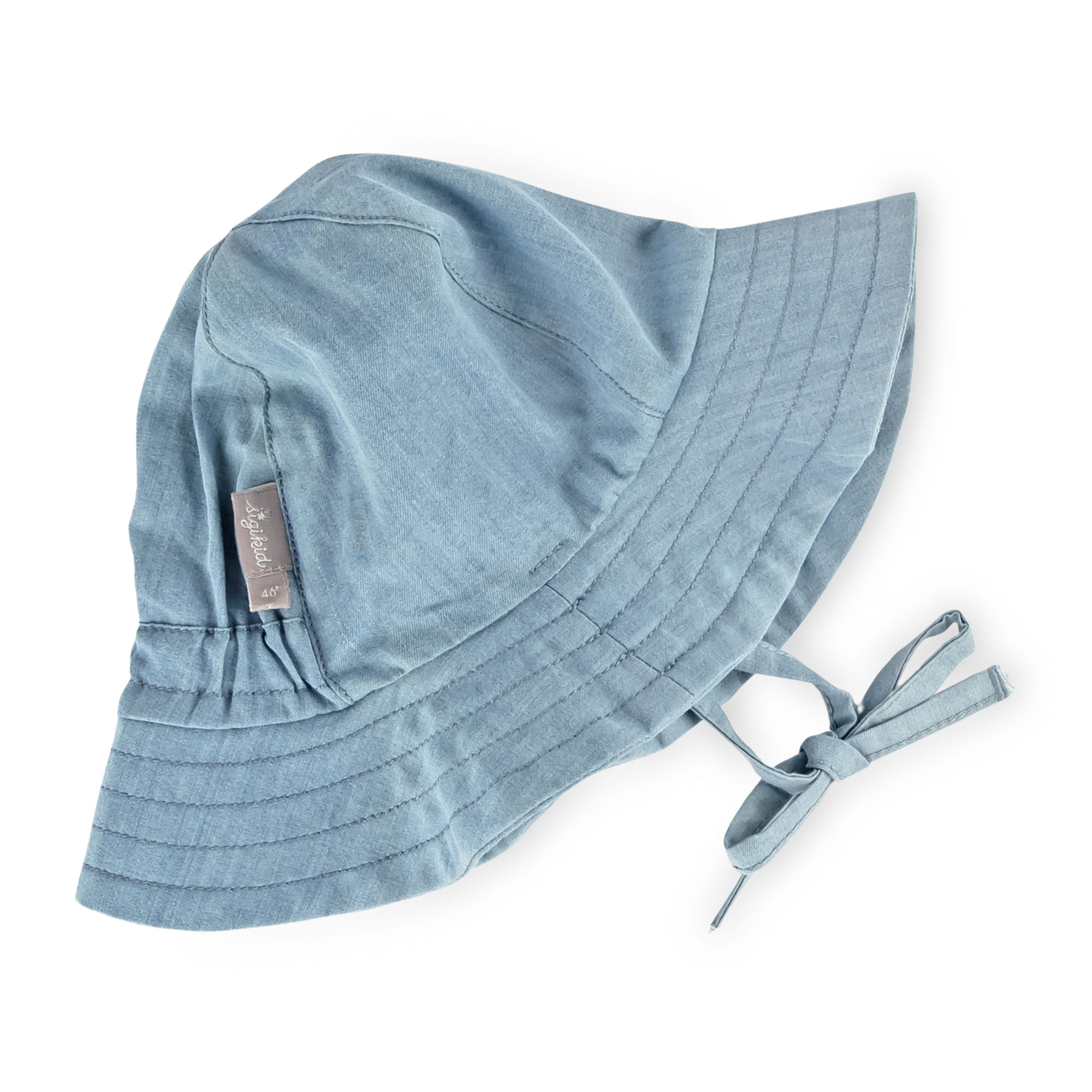 Brimmed baby sun hat with ties, light blue Brimmed baby sun hat with ties, light blue