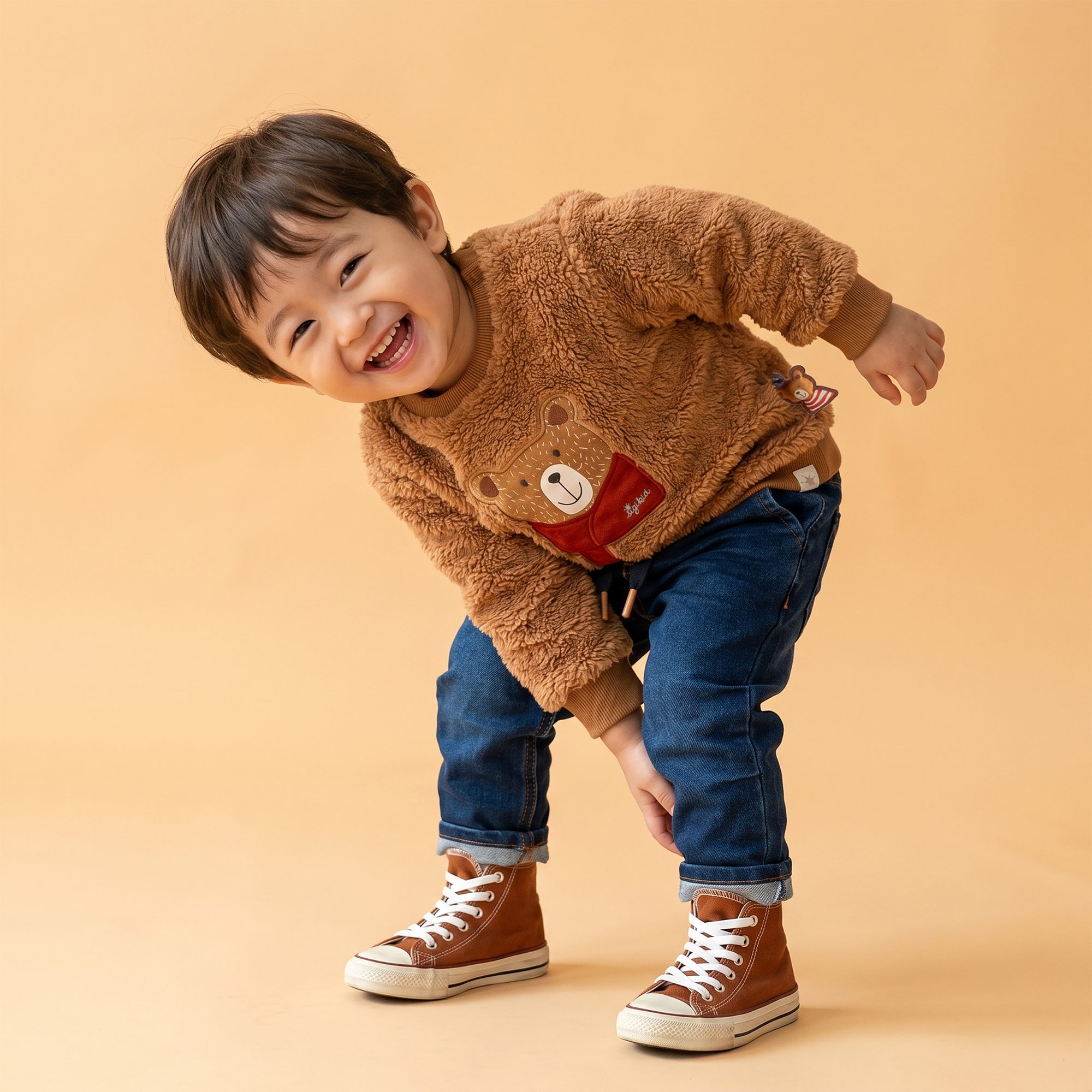 Baby Sherpa Fleece Pullover gefüttert Winterbär, braun