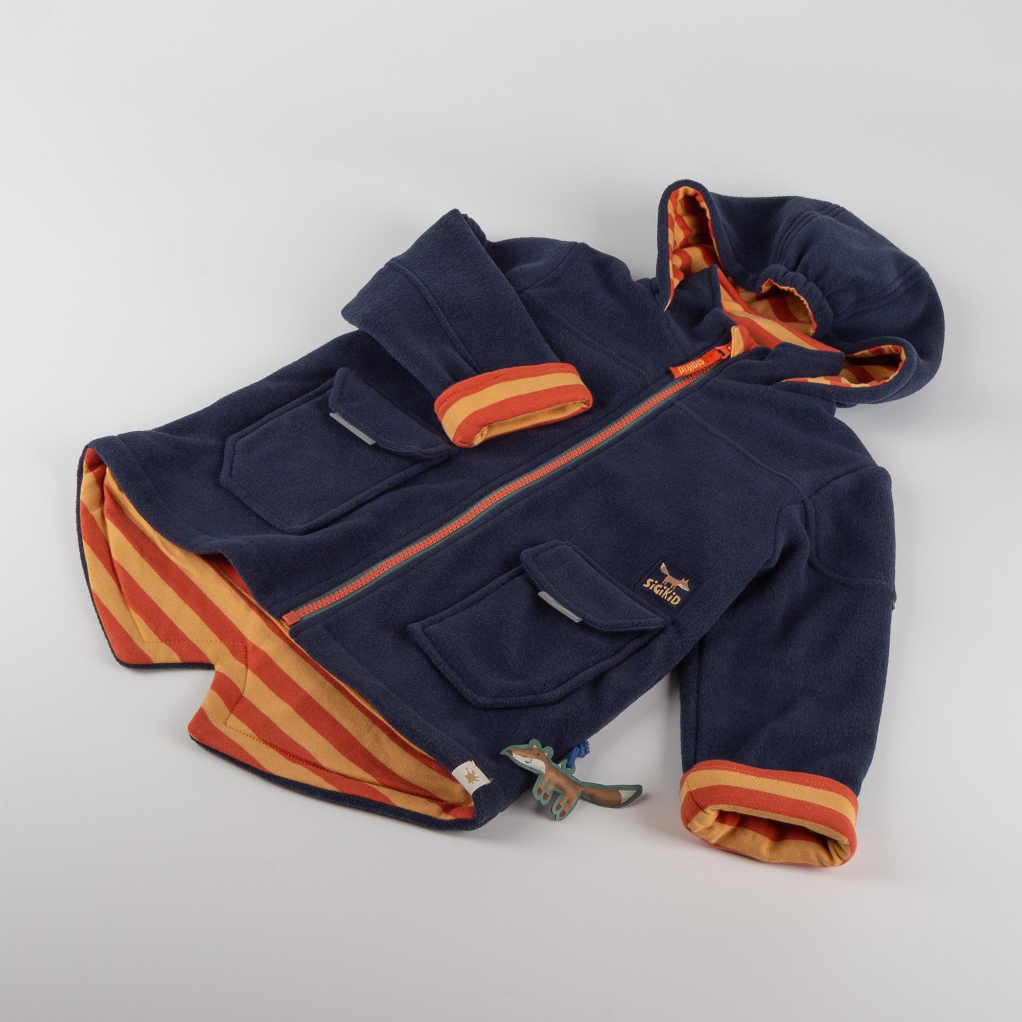 Kinder Fleecejacke mit Kapuze Wild Fox, dunkelblau Kinder Fleecejacke mit Kapuze Wild Fox, dunkelblau