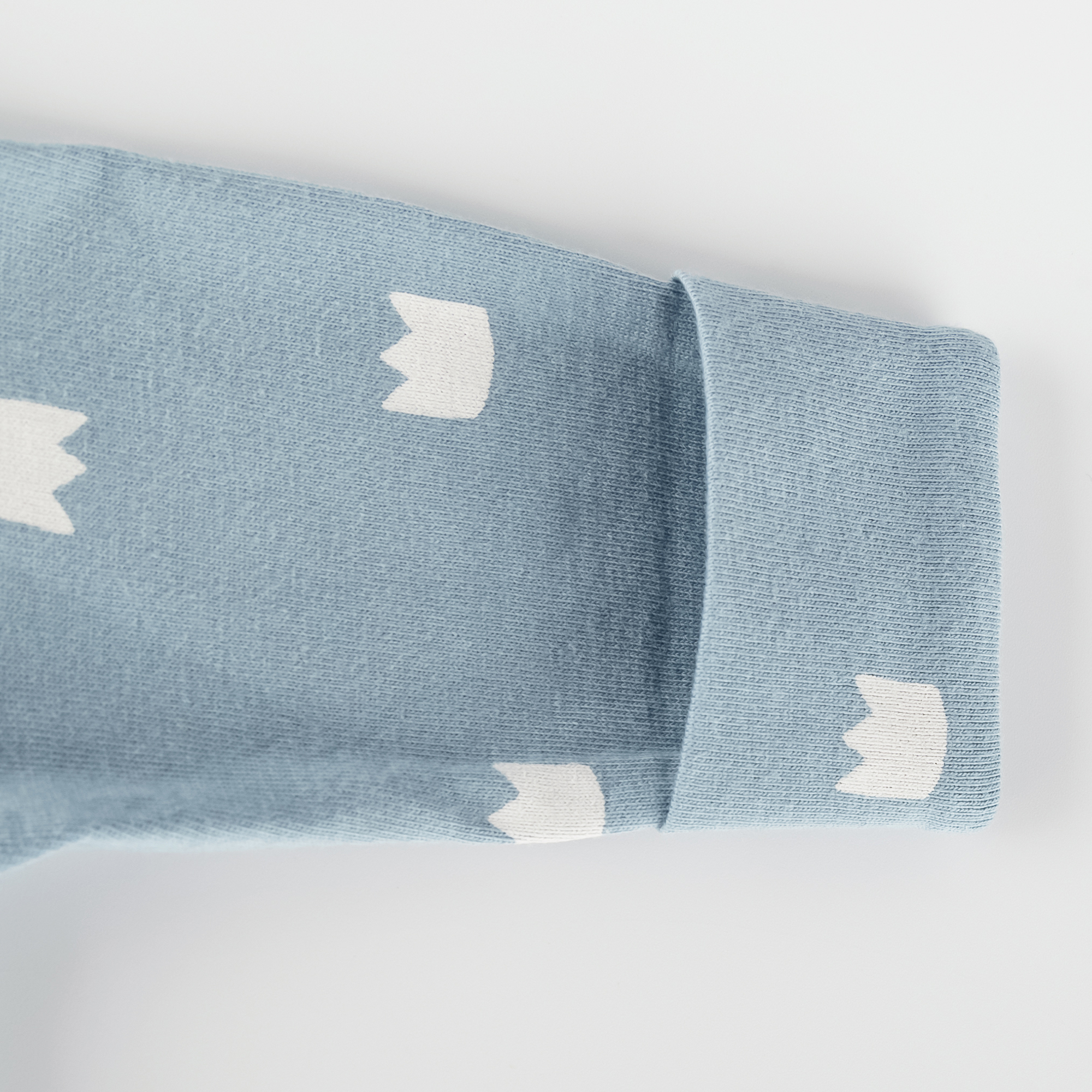 Newborn baby footed onesie romper blue, foldover mittens