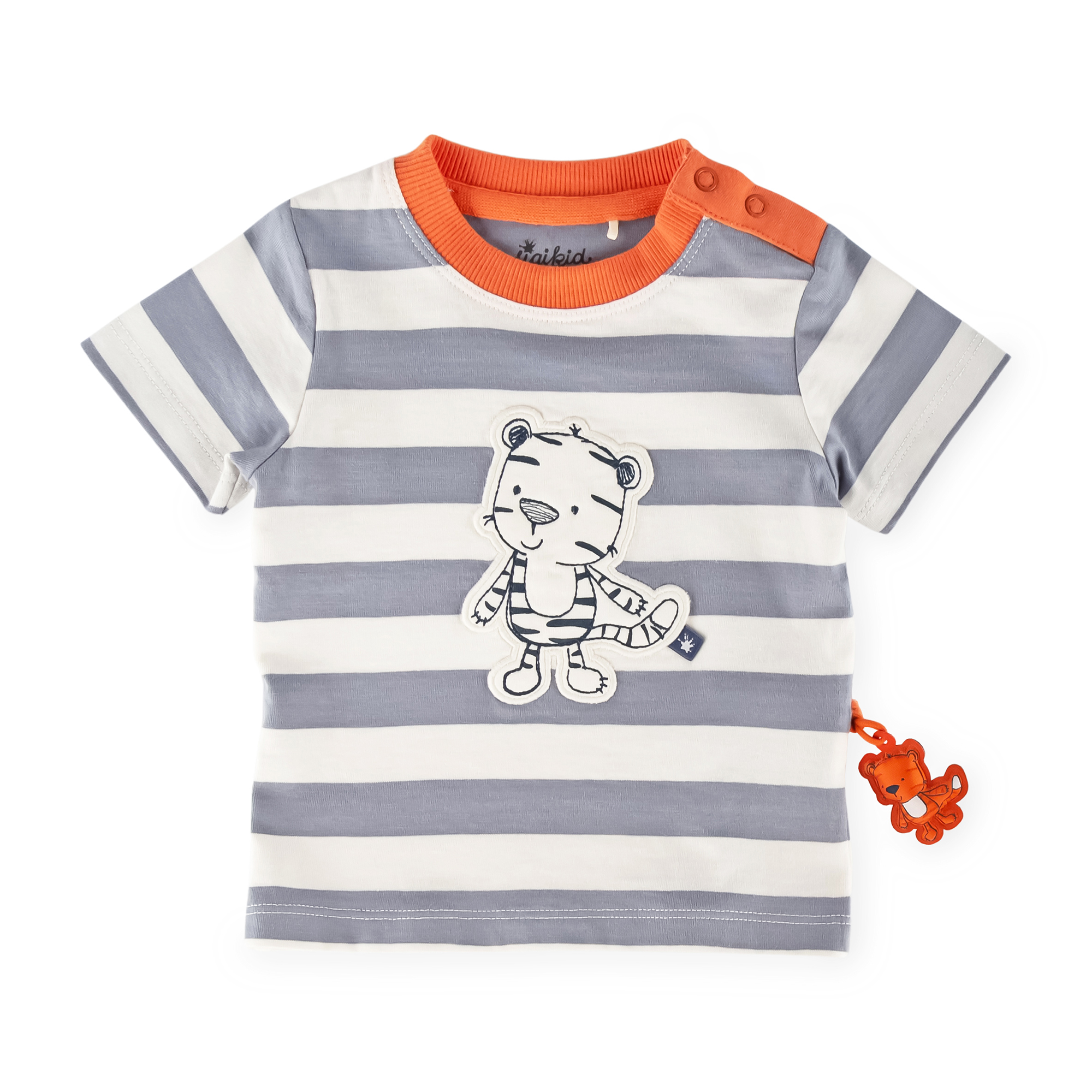 Baby T-Shirt mit Tiger Motiv, weiß-grau
