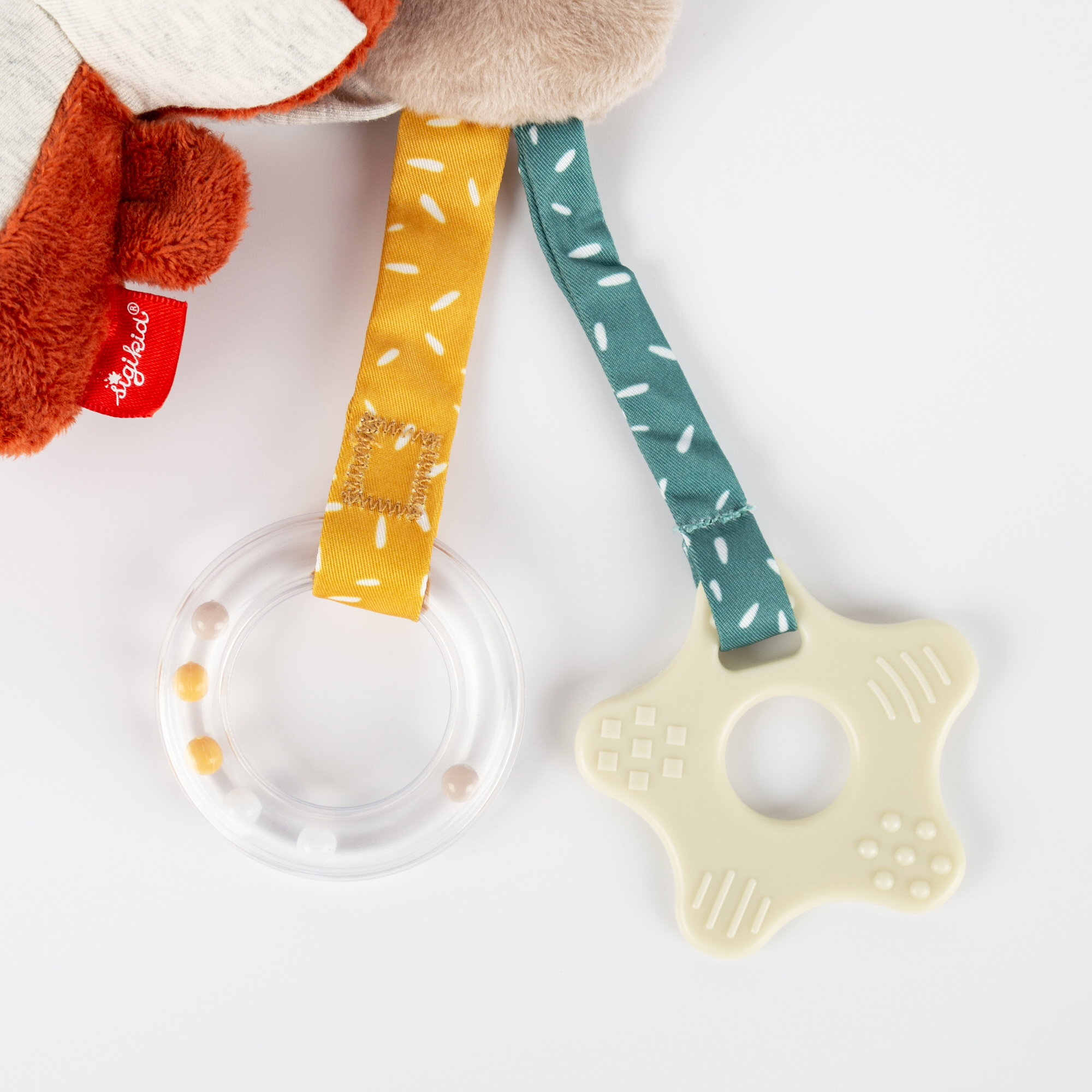 Hanging rattle squeaker teether soft toy fox Hanging rattle squeaker teether soft toy fox
