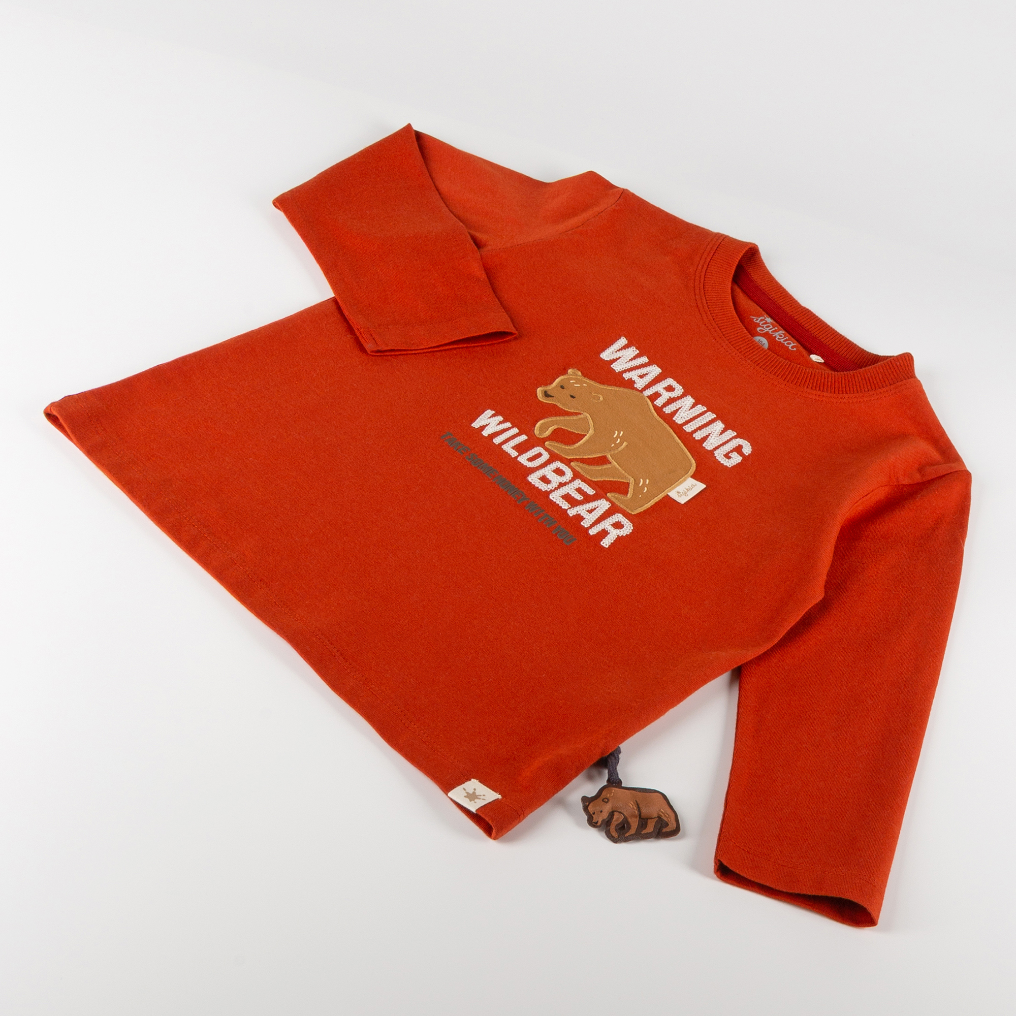 Kinder Langarmshirt Winterbär, rot