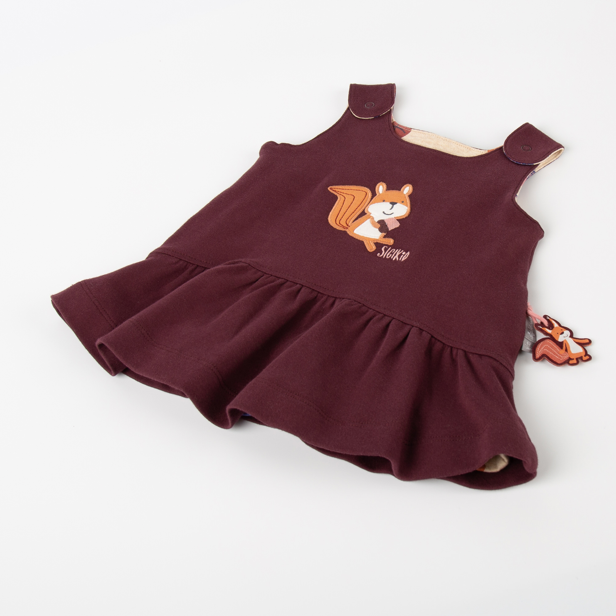 Baby Trägerkleid zum Wenden dunkelrot/Herbstprint Baby Trägerkleid zum Wenden dunkelrot/Herbstprint