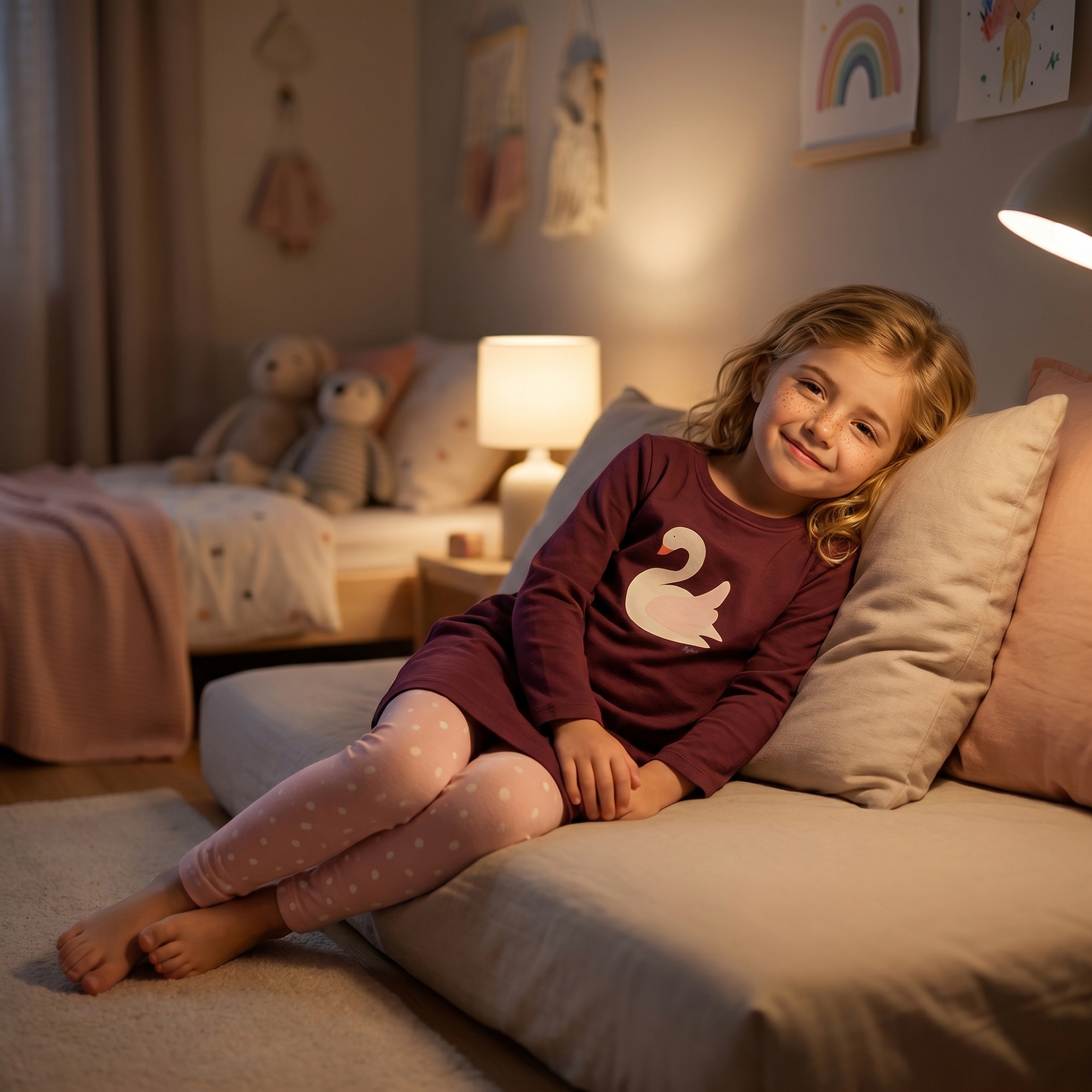 Kinder Pyjama lang, Schwan
