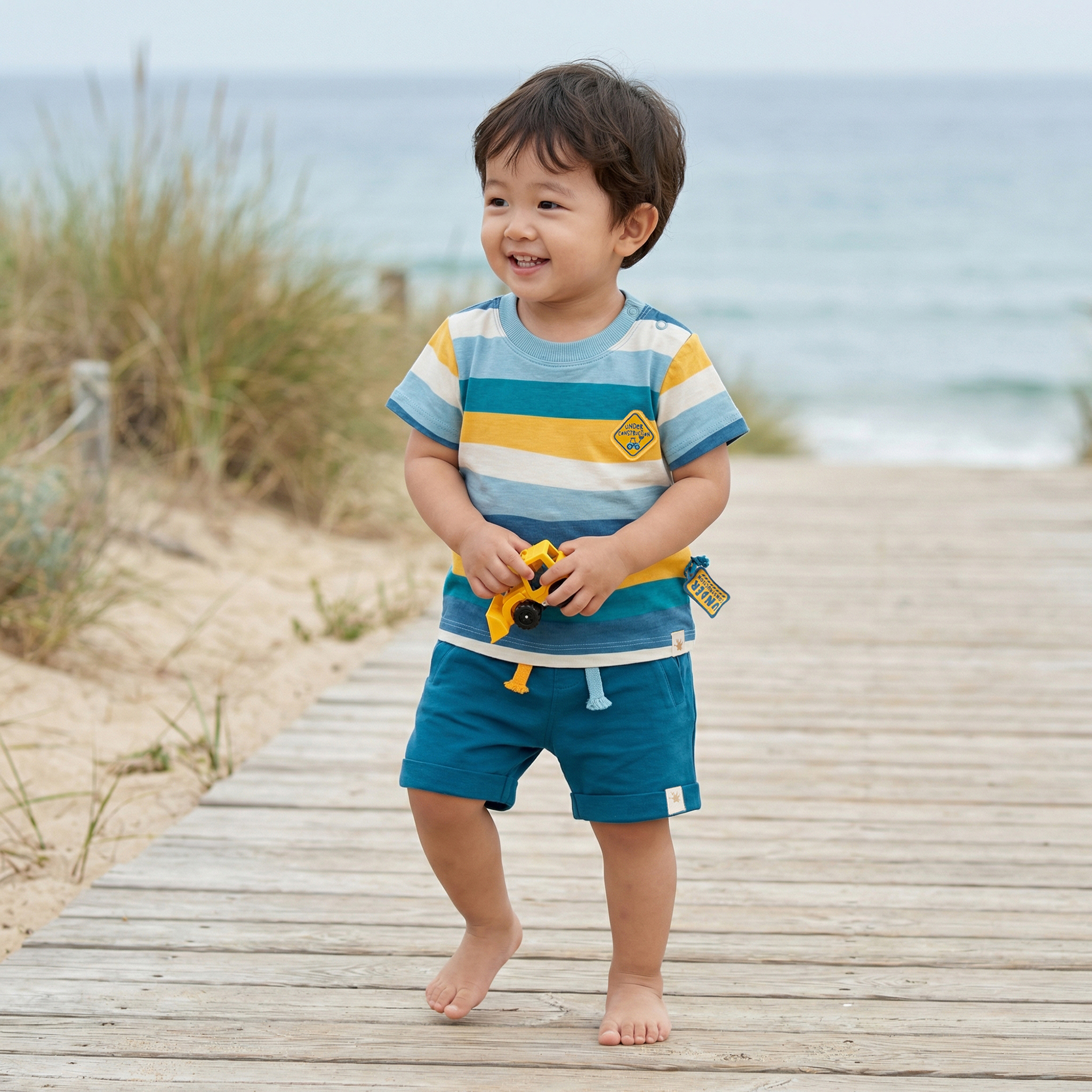 Baby Streifen T-Shirt Fahrzeuge