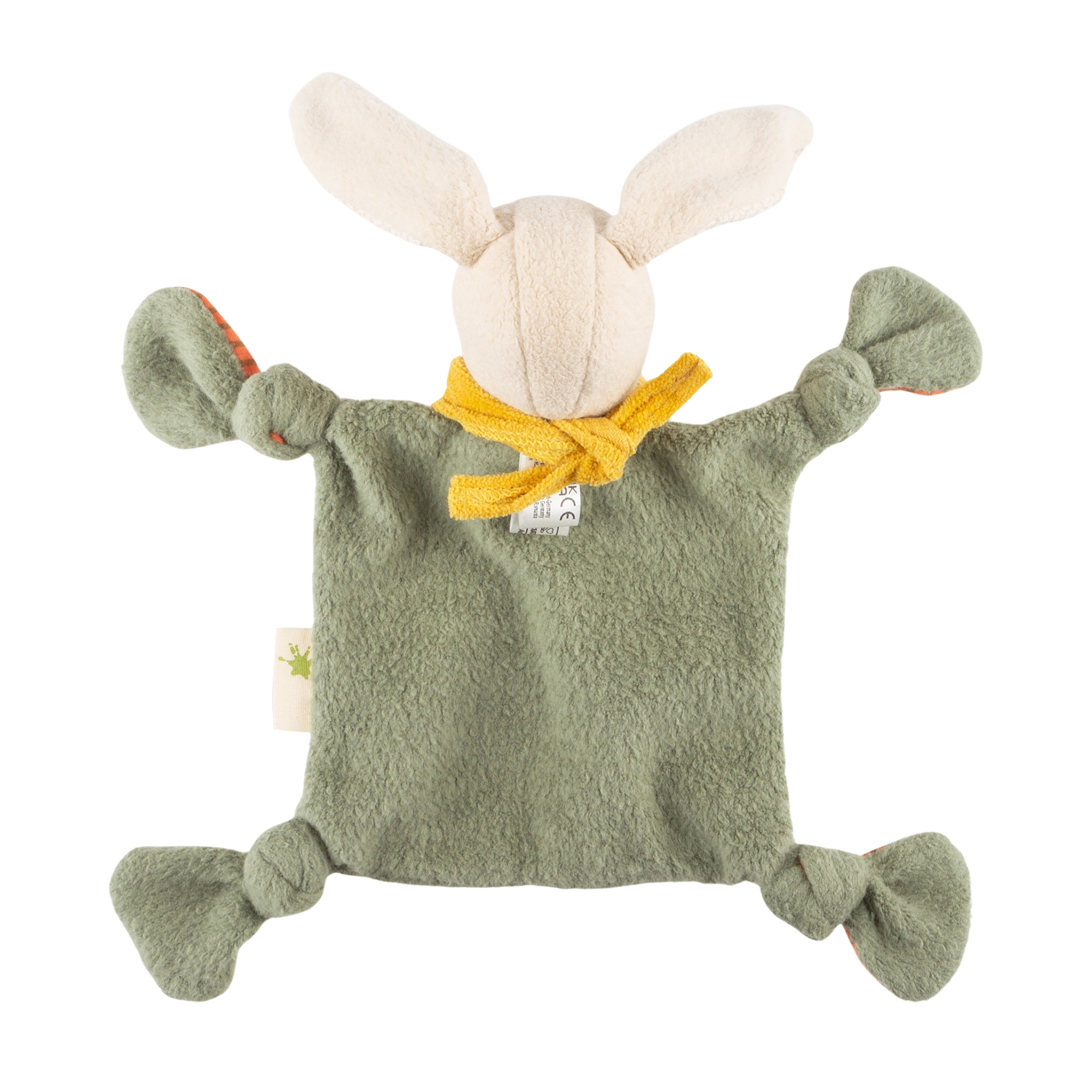 Soft organic baby comforter bunny, Green