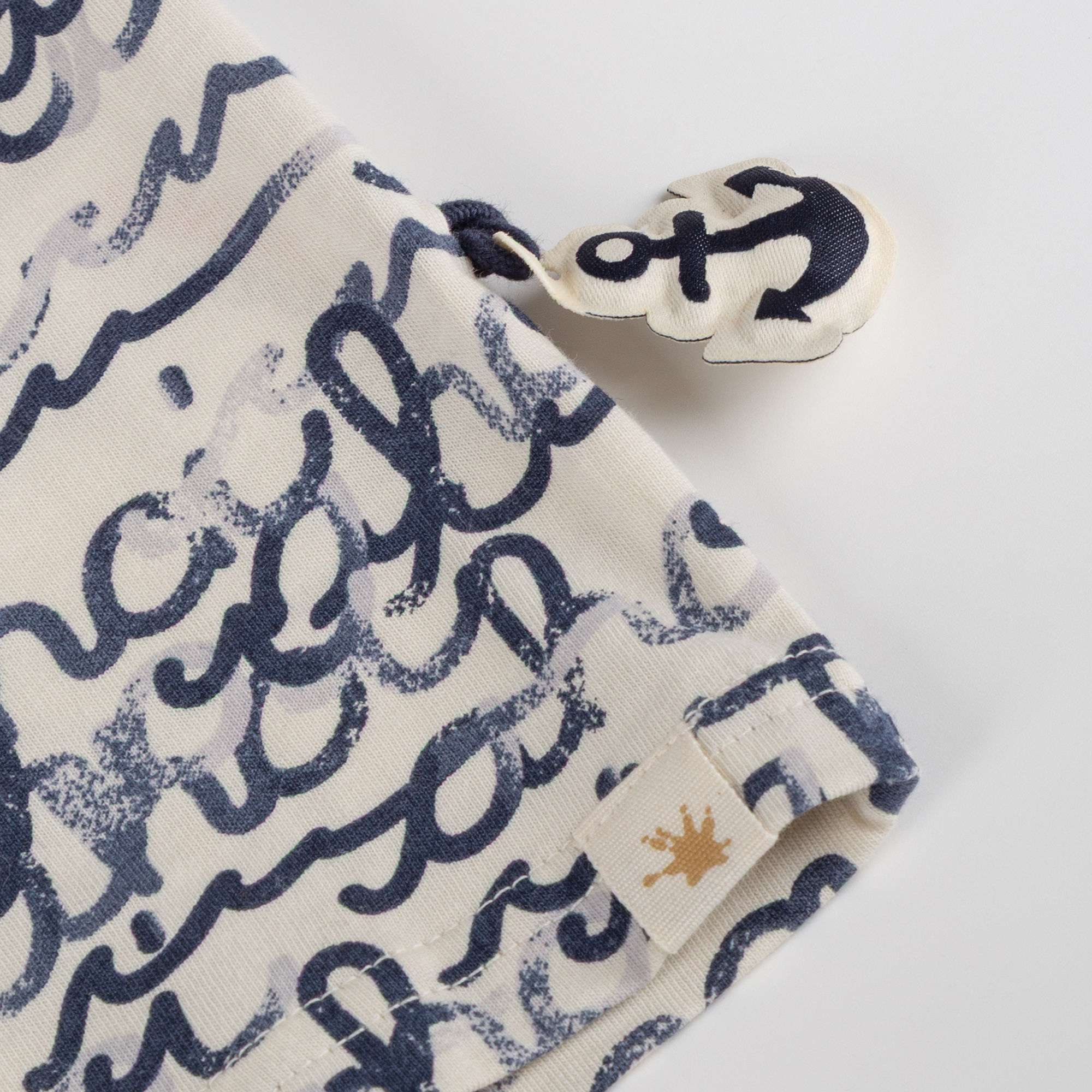 Kinder T-Shirt "Ahoi" Print, weiß mit blau