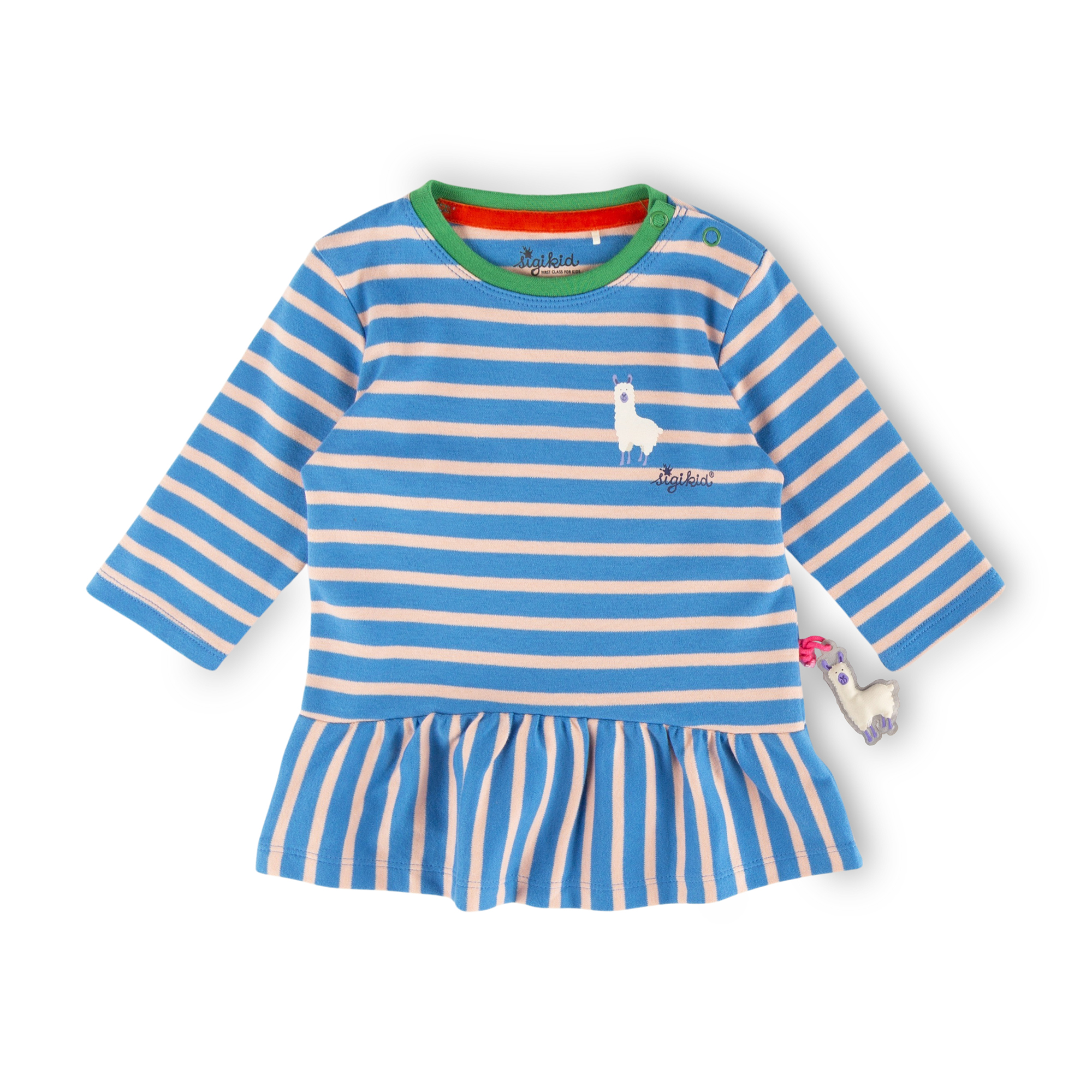 Baby Kleid Crazy Lama, blau gestreift