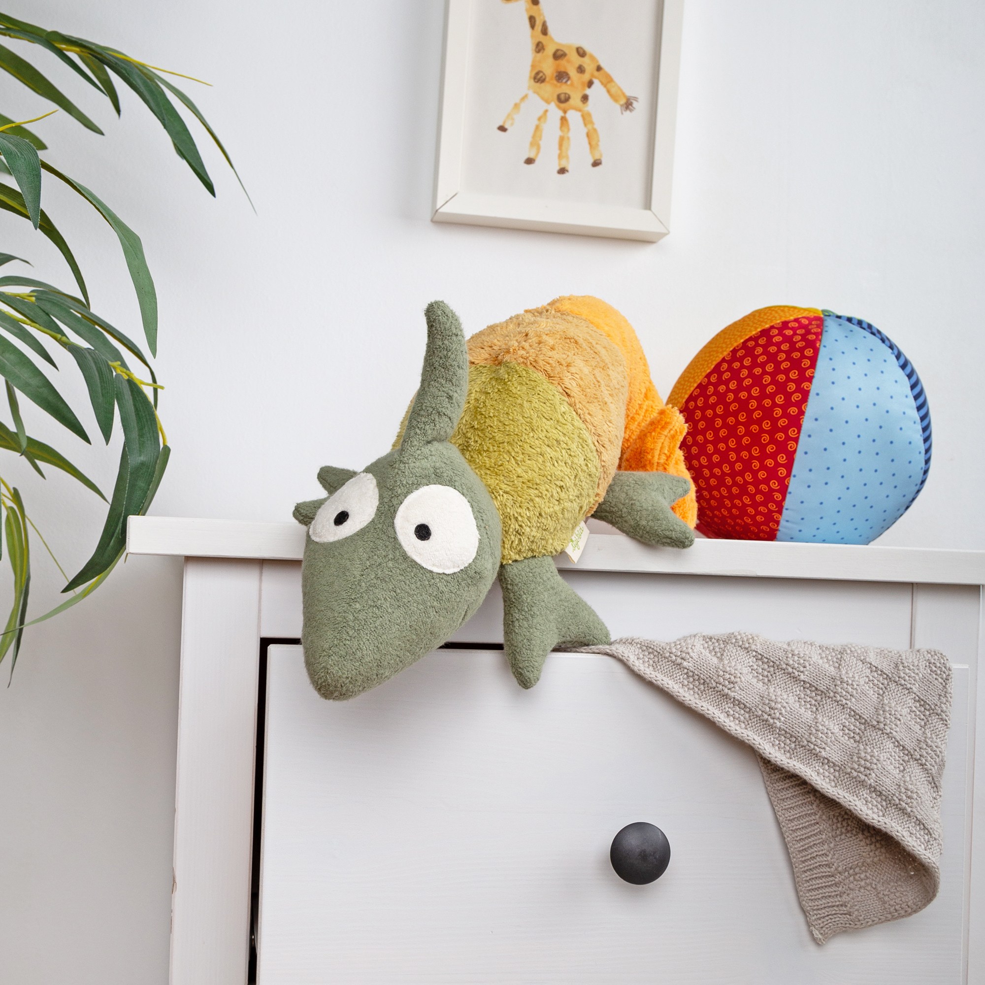 Organic soft toy chameleon, Green Collection