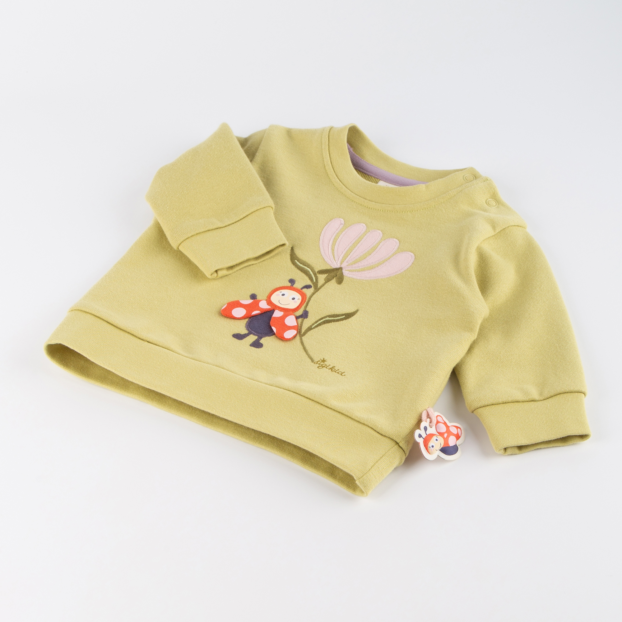 Baby sweatshirt ladybug, light green