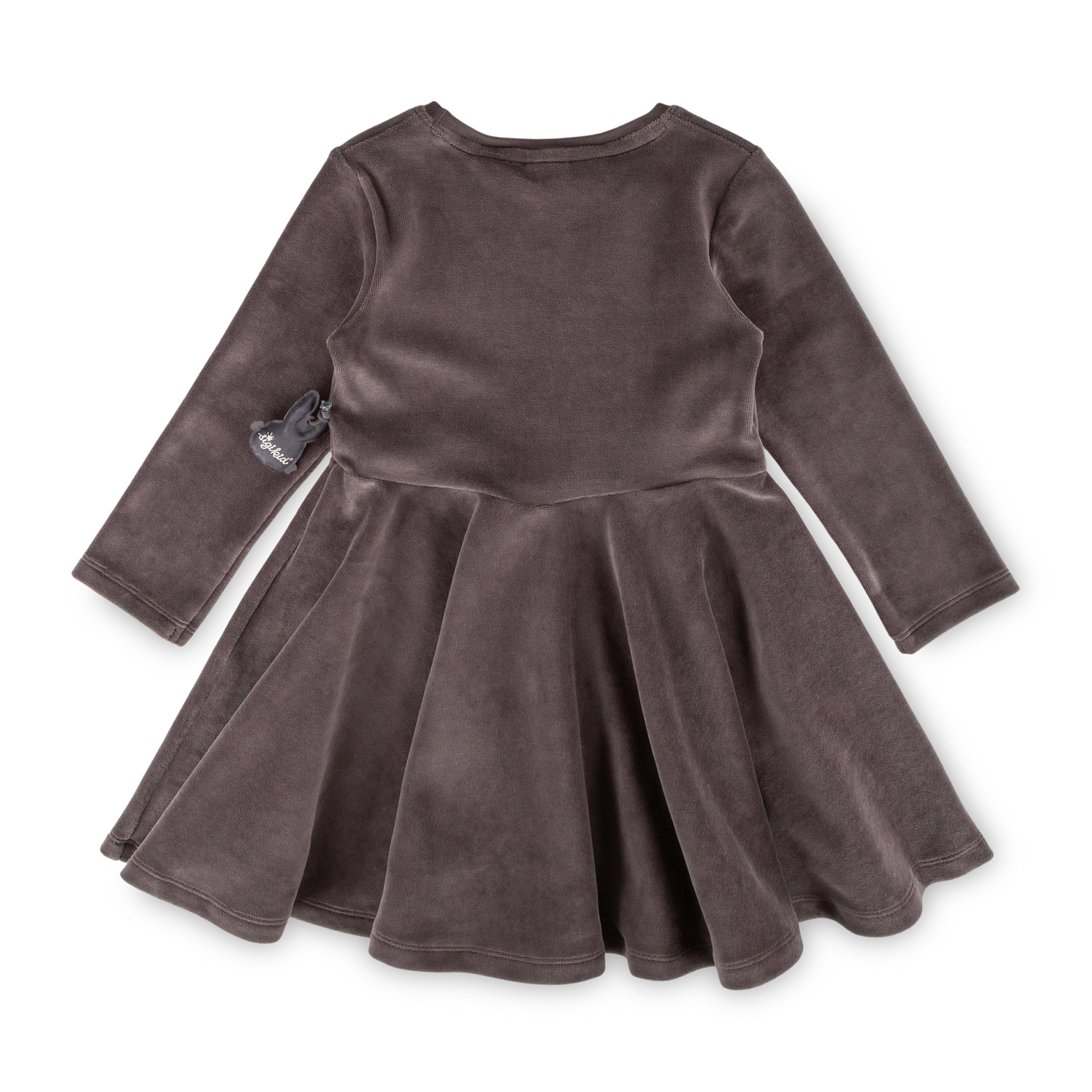 Twirly girls' velour dress Snow Bunny, dark grey