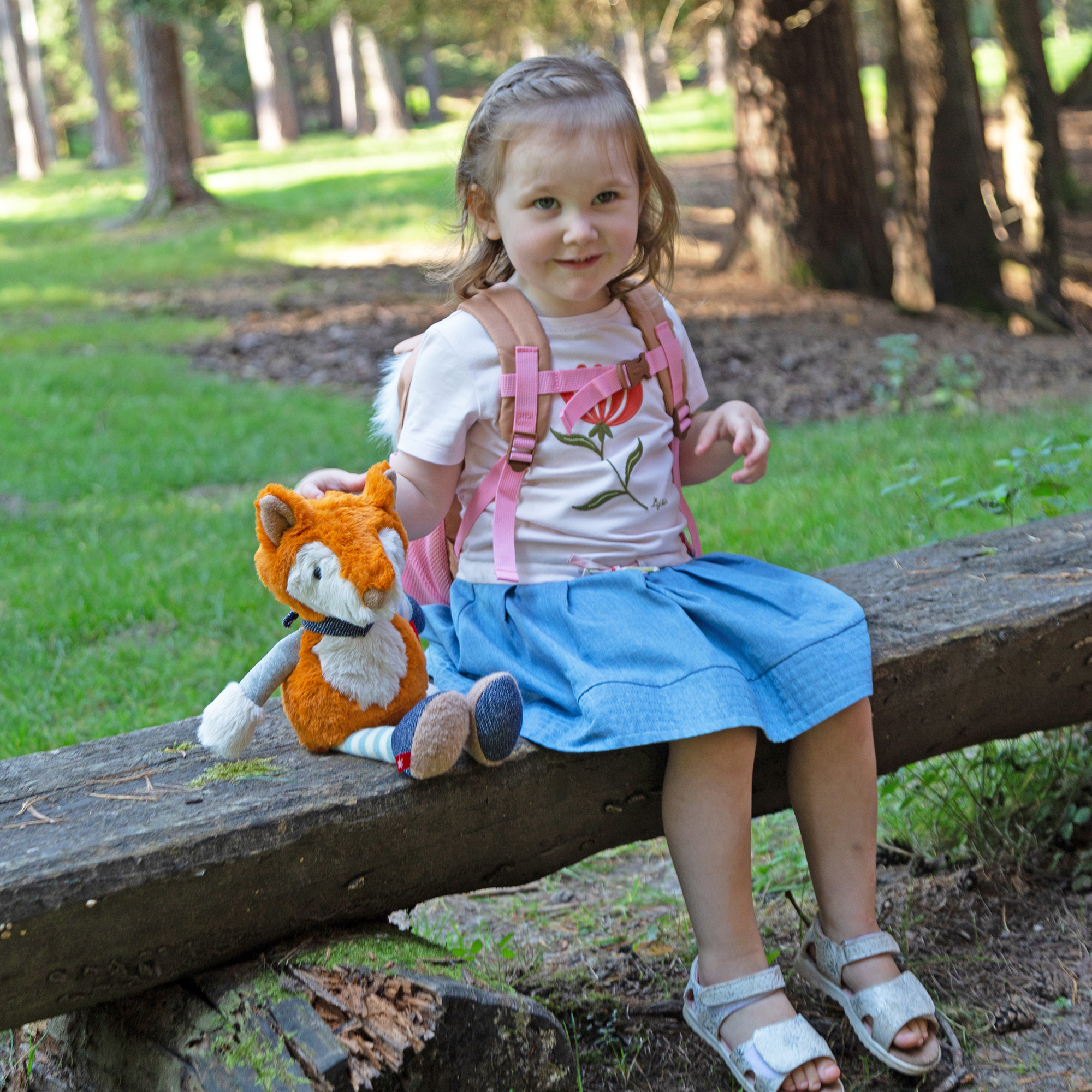 Kinder Sommerkleid mit jeansblauem Rock, Marienkäfer Serie