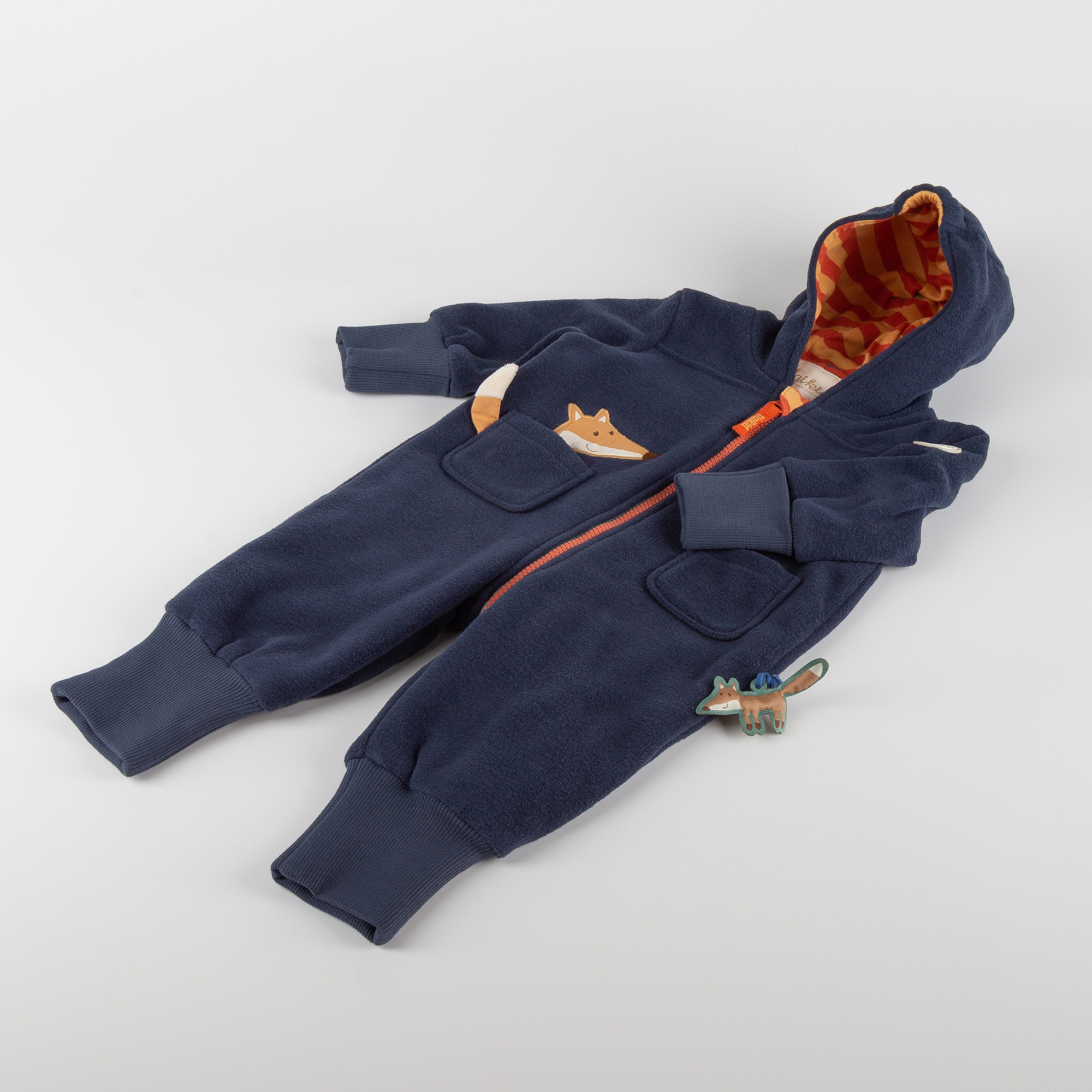 Baby fleece overall, lined, foldover cuffs, Wild Fox