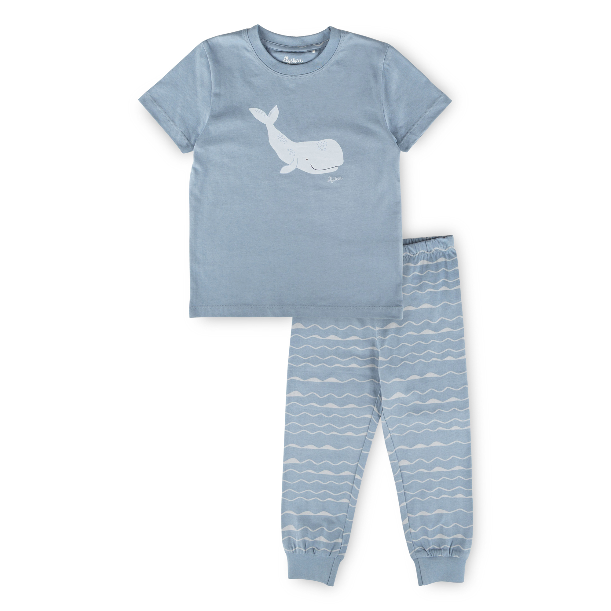 Children's short-sleeved pajamas whale, light blue