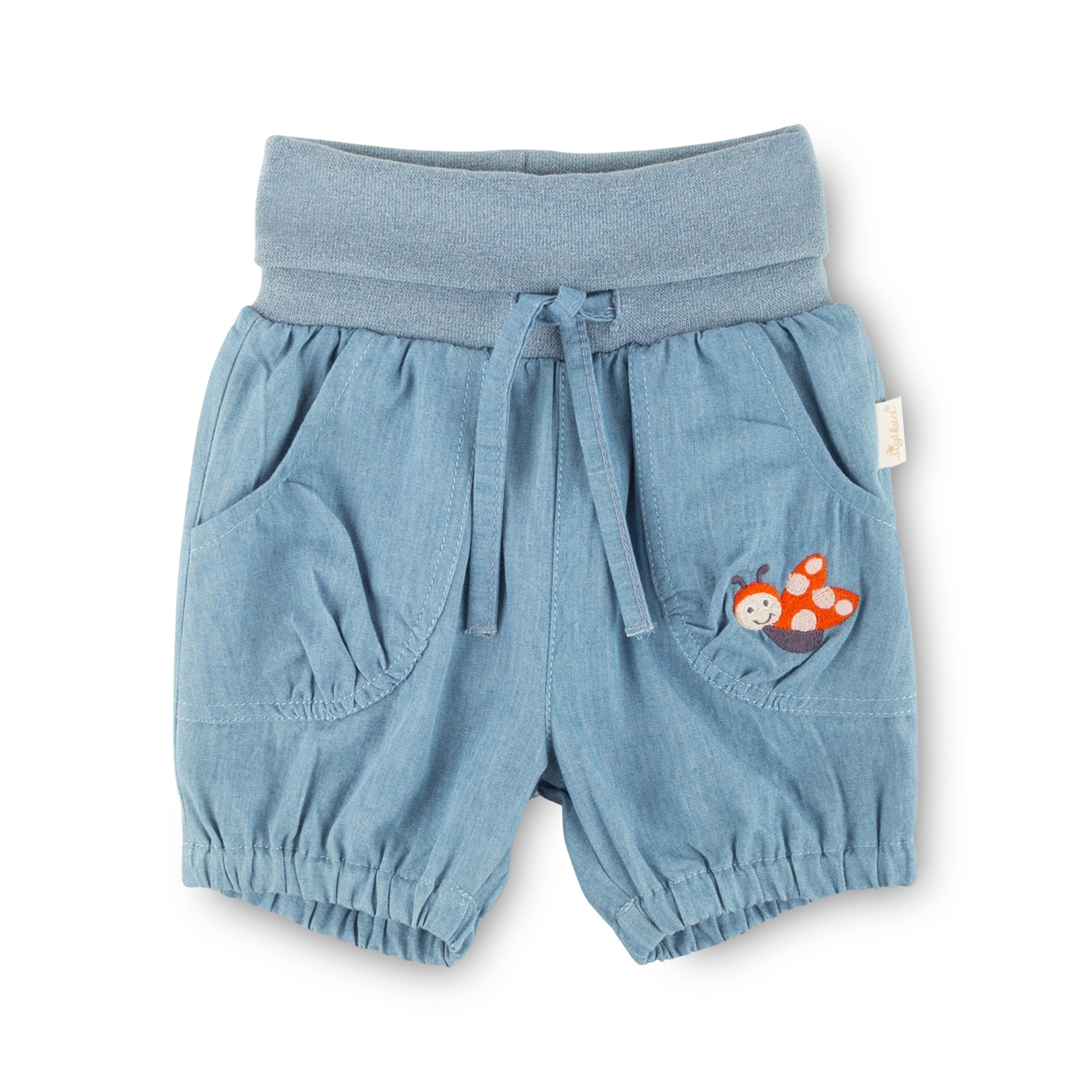 Light blue baby chambray shorts Happy Ladybug