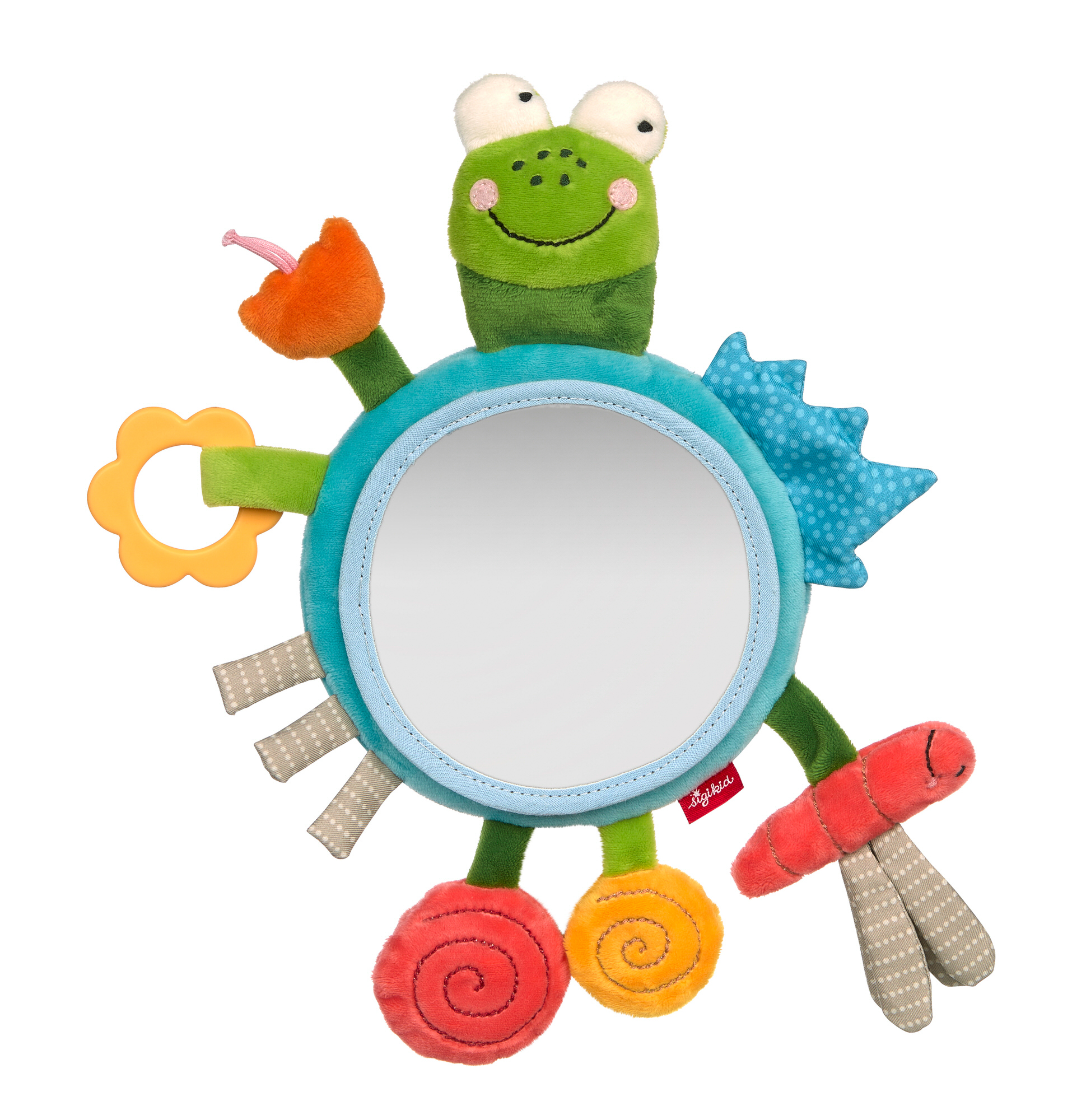 Activity baby soft toy frog mirror pond