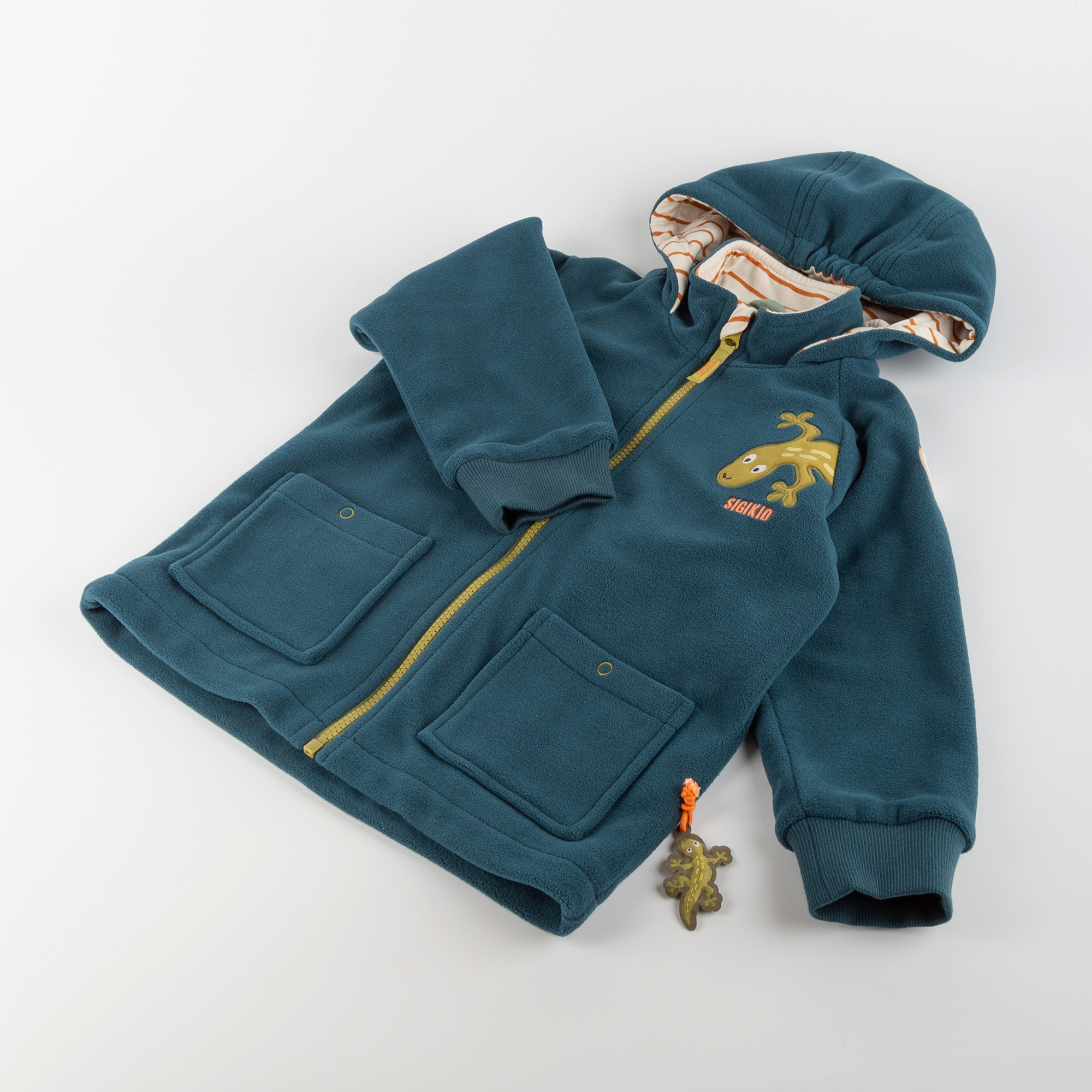 Kinder Fleecejacke mit Kapuze, gefüttert, Jungle