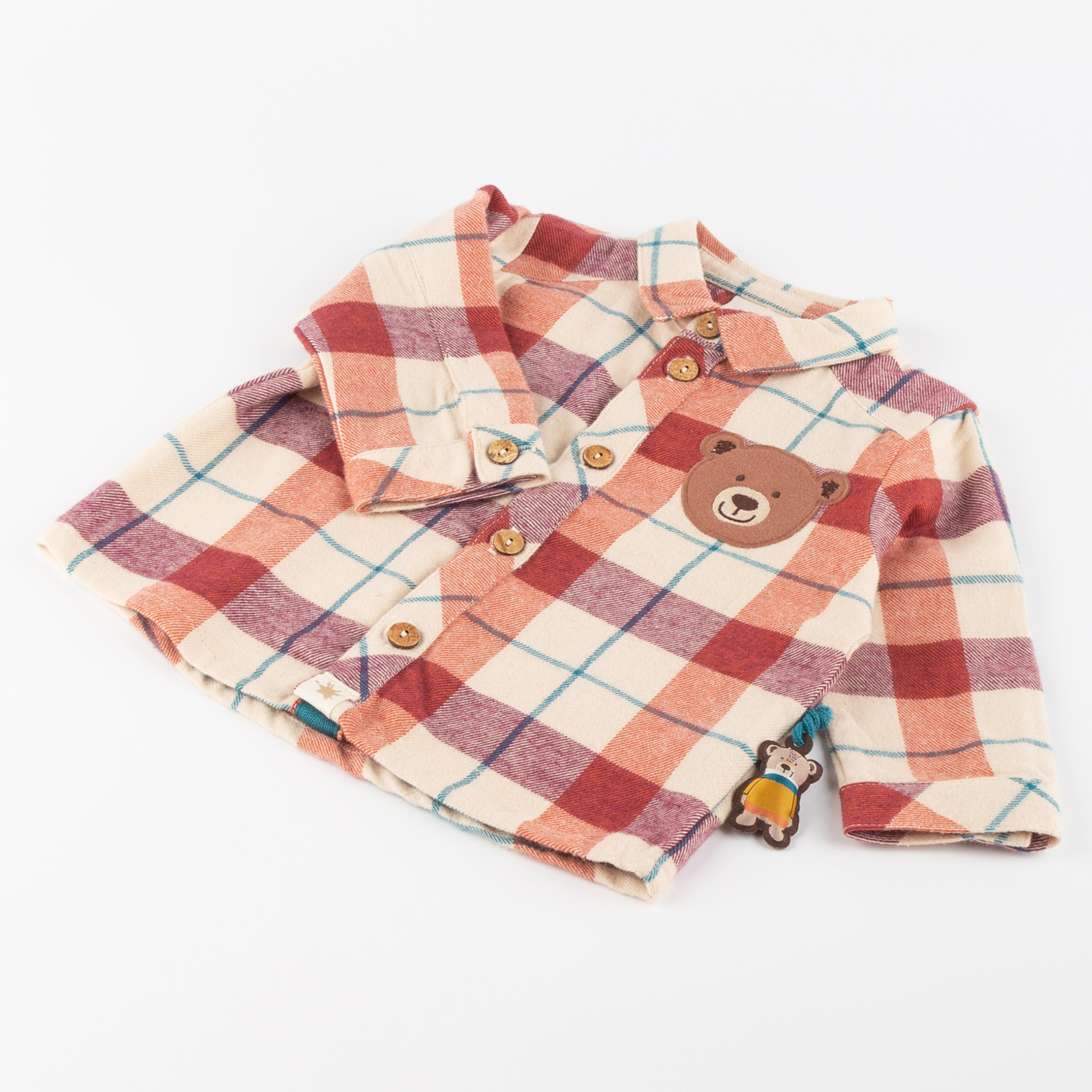 Baby boy check flannel shirt, Winter Animals