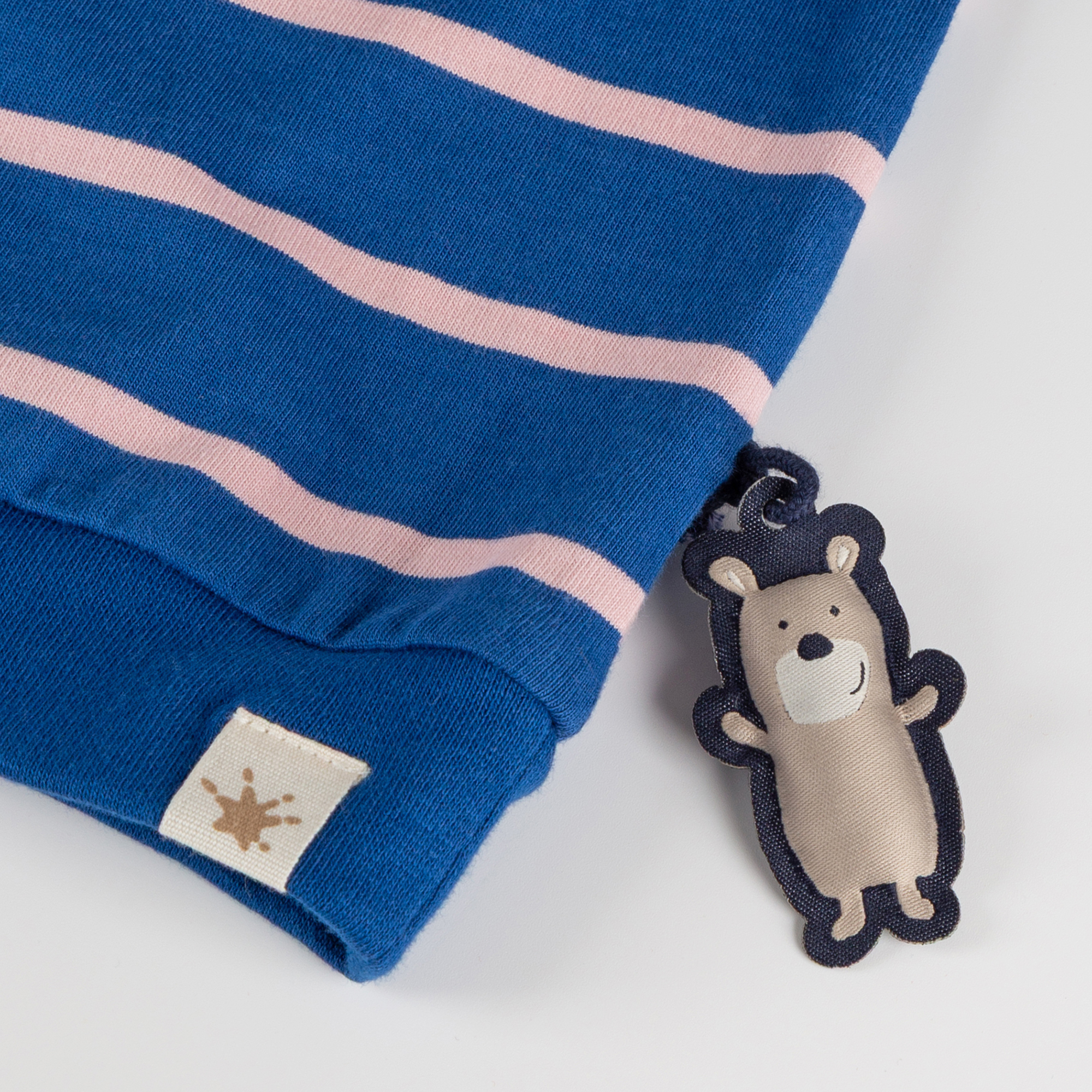 Children's long sleeve Tee dino, blue/pale pink striped