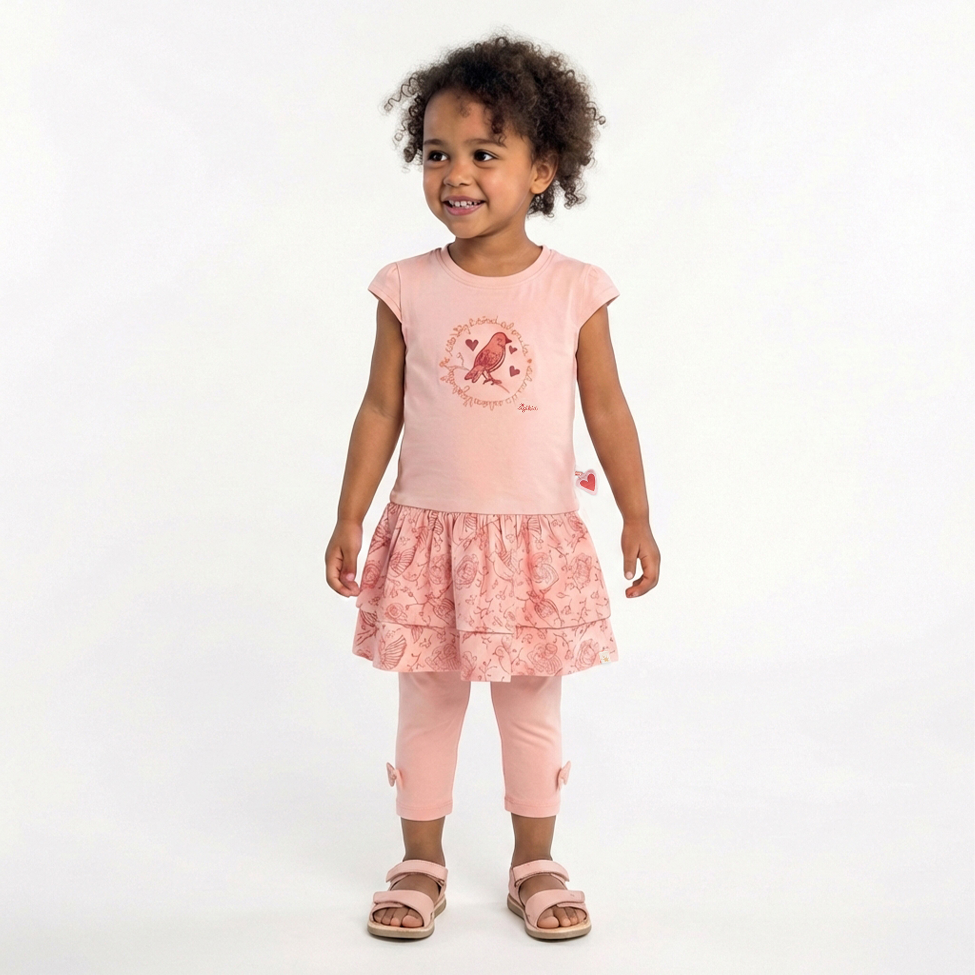 Kinder Capri-Leggings seitlich gerafft, rosa