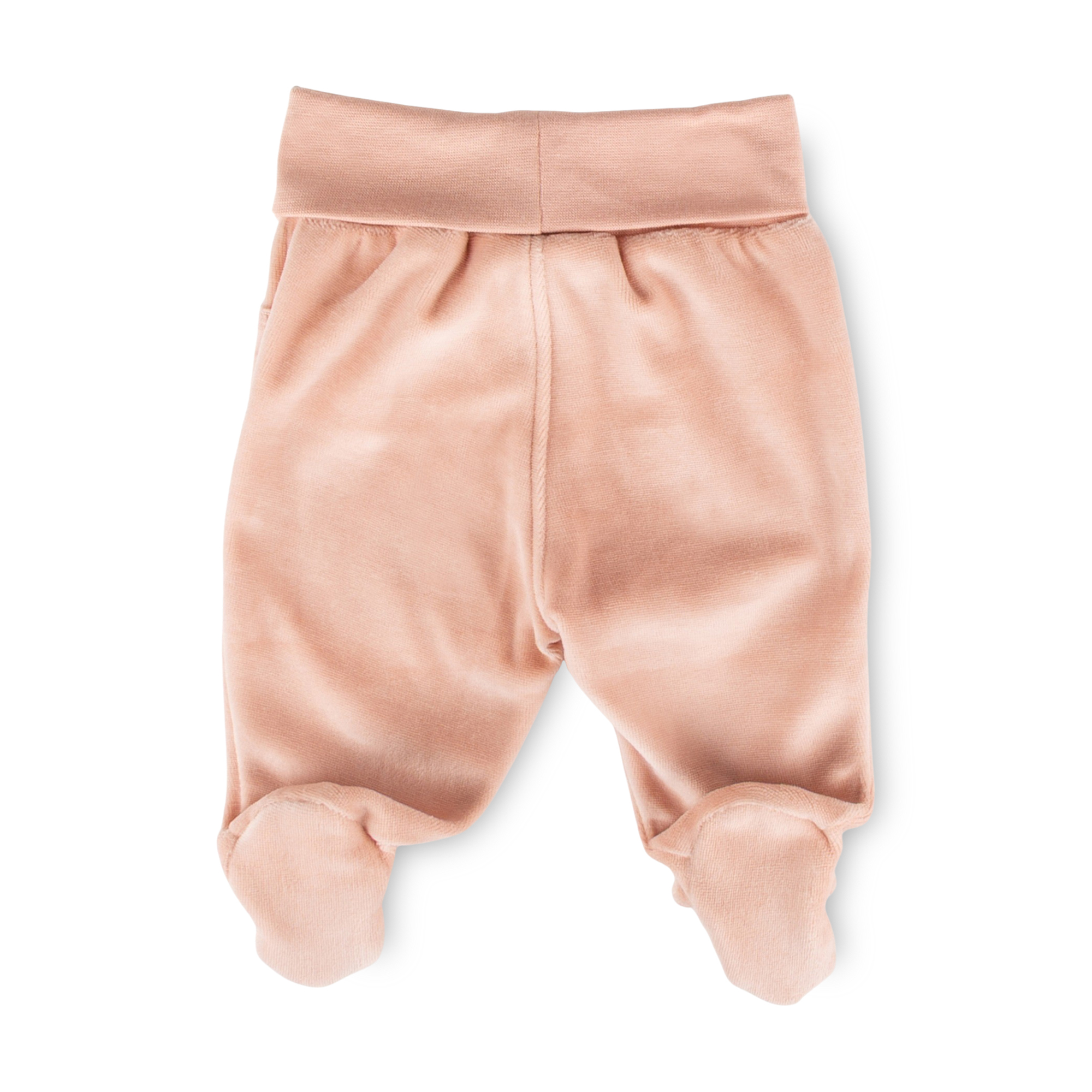 Newborn baby footed velour pants, pink