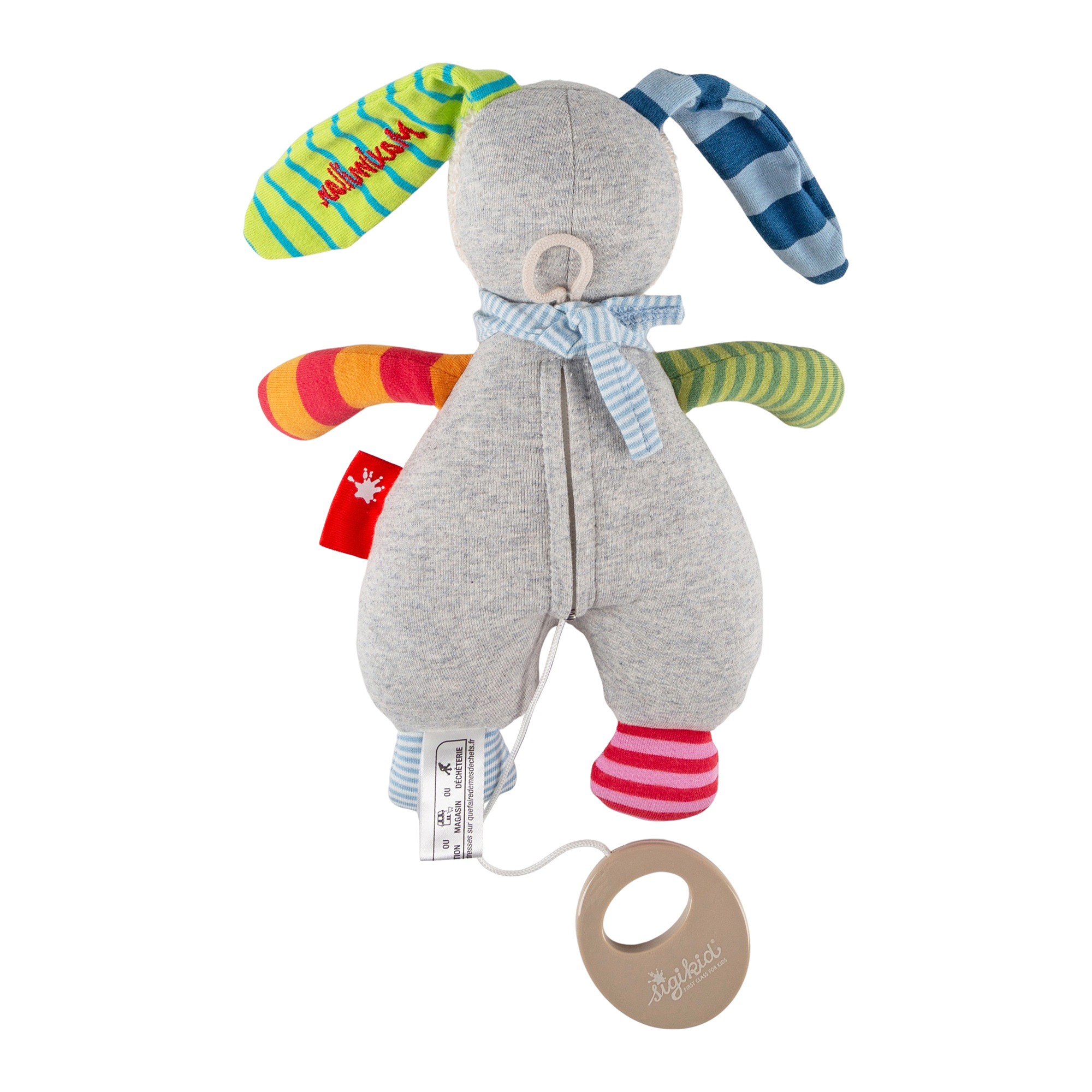 Musical baby soft toy rabbit Ringel Dingel, name embroidery