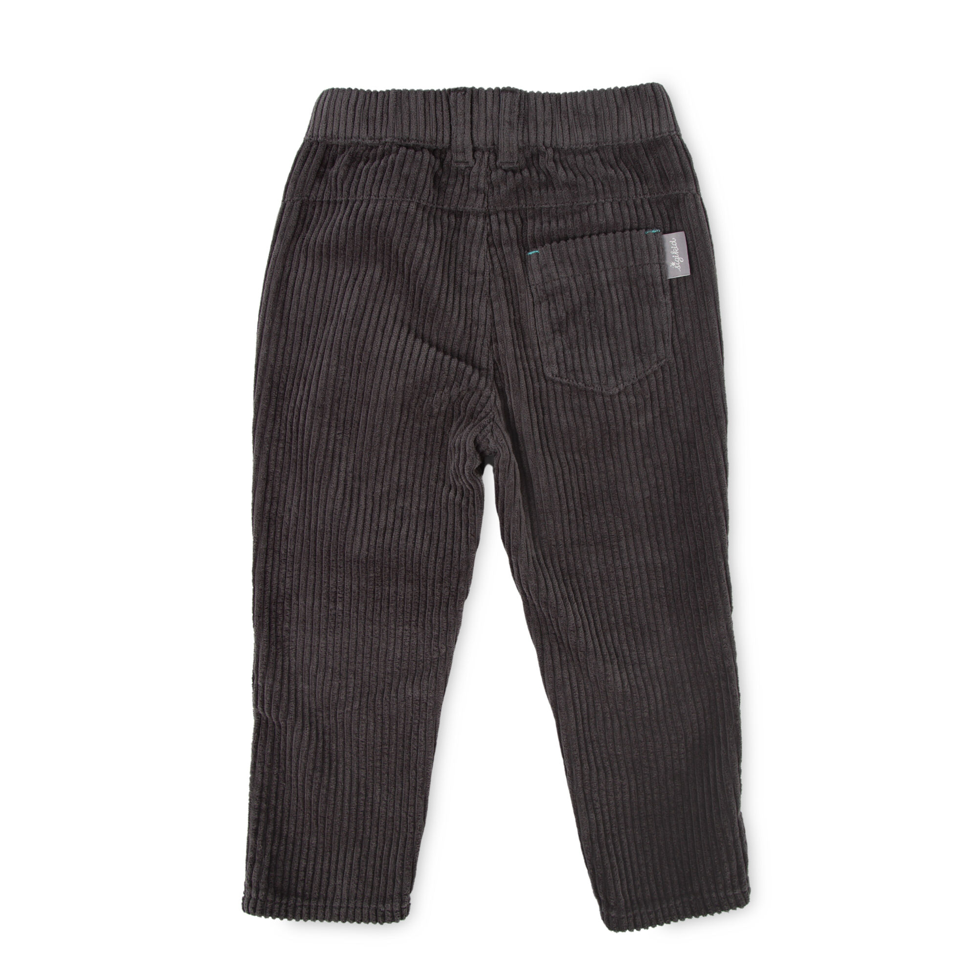 Corduroy kids' pants with pockets, dark grey