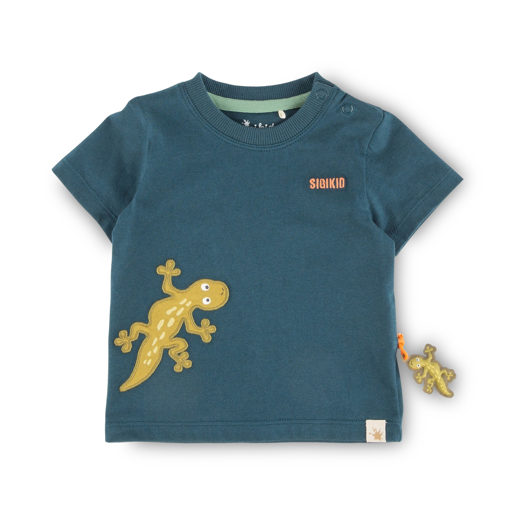 Baby T-shirt gecko teal blue, Jungle