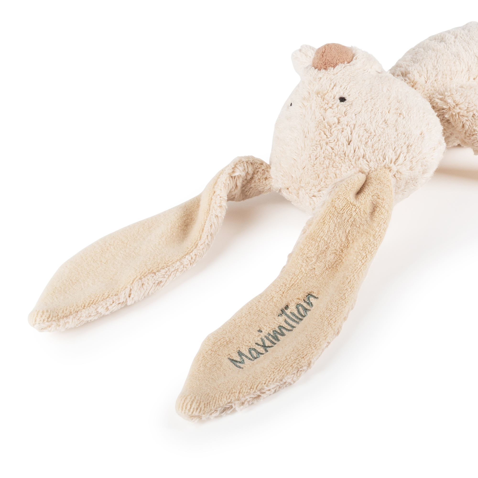 Kuscheltier Hase mit Namens-Stickerei, Bio-Baumwolle & Schurwolle, Pure Collection
