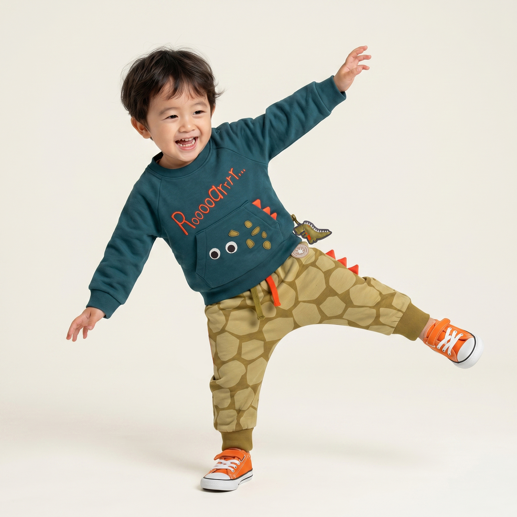 Baby Sweatshirt Roar mit Fronttasche, Dino Fun
