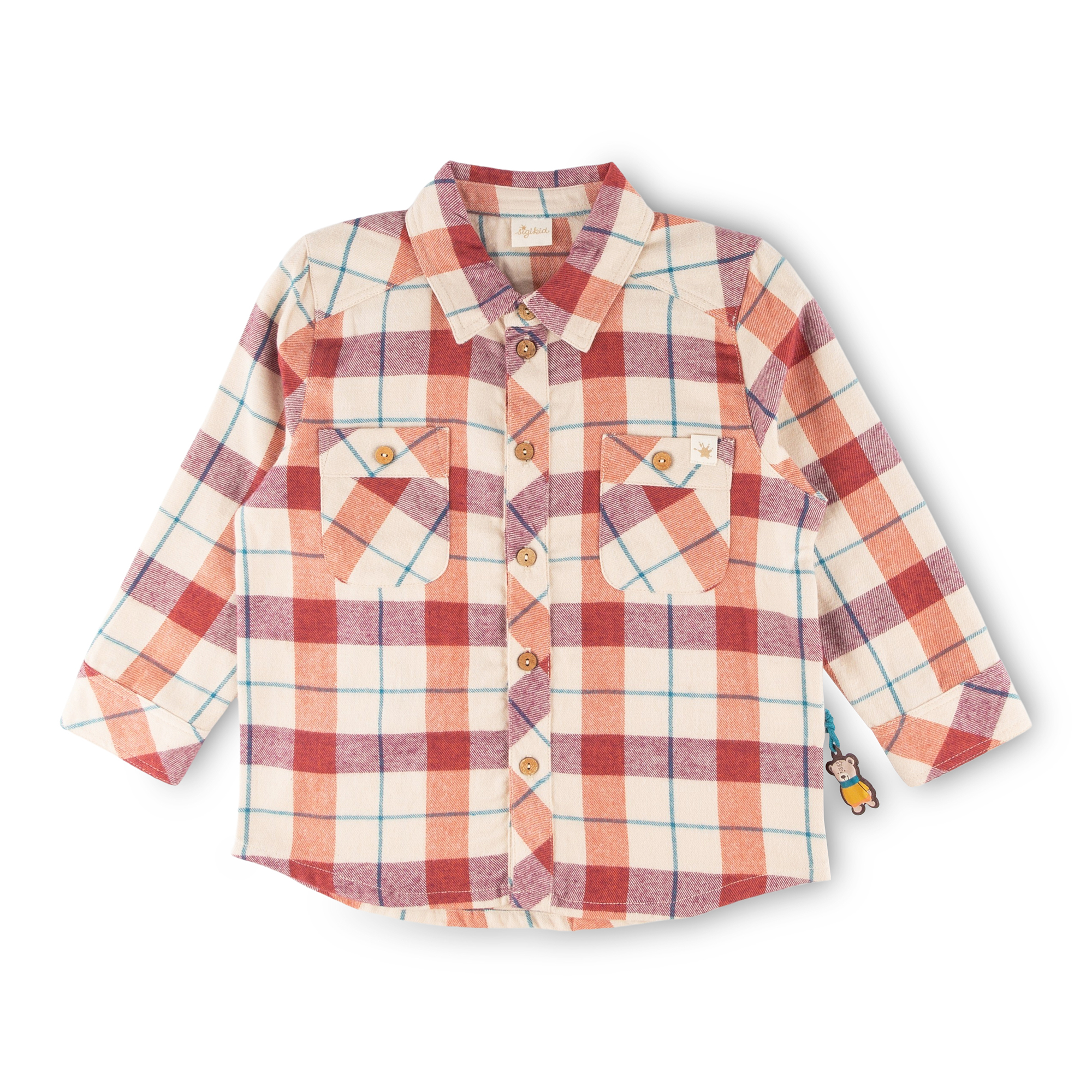 Children's check flannel shirt, Winter Animals