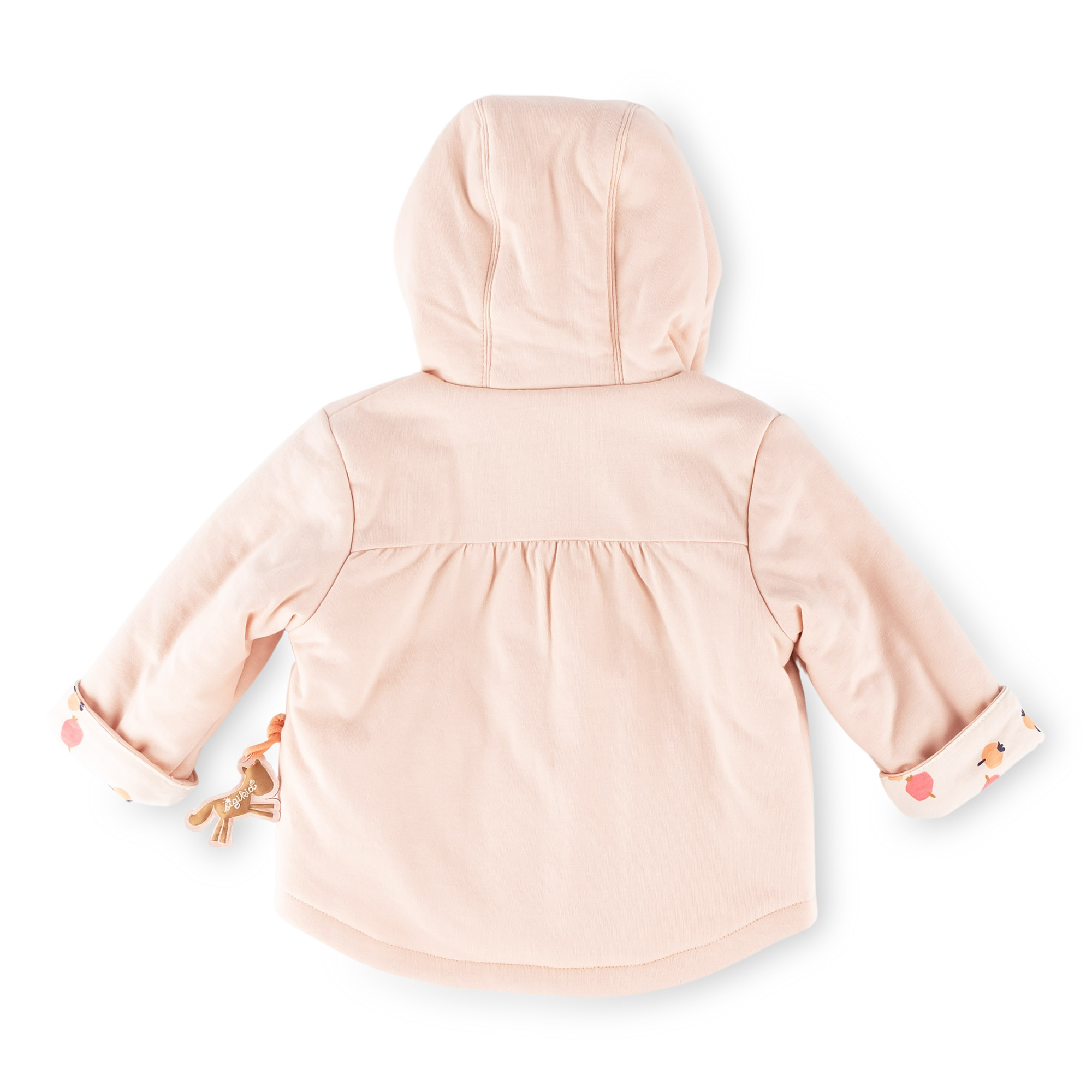 Reversible hooded baby jacket Funny Horse, pale pink