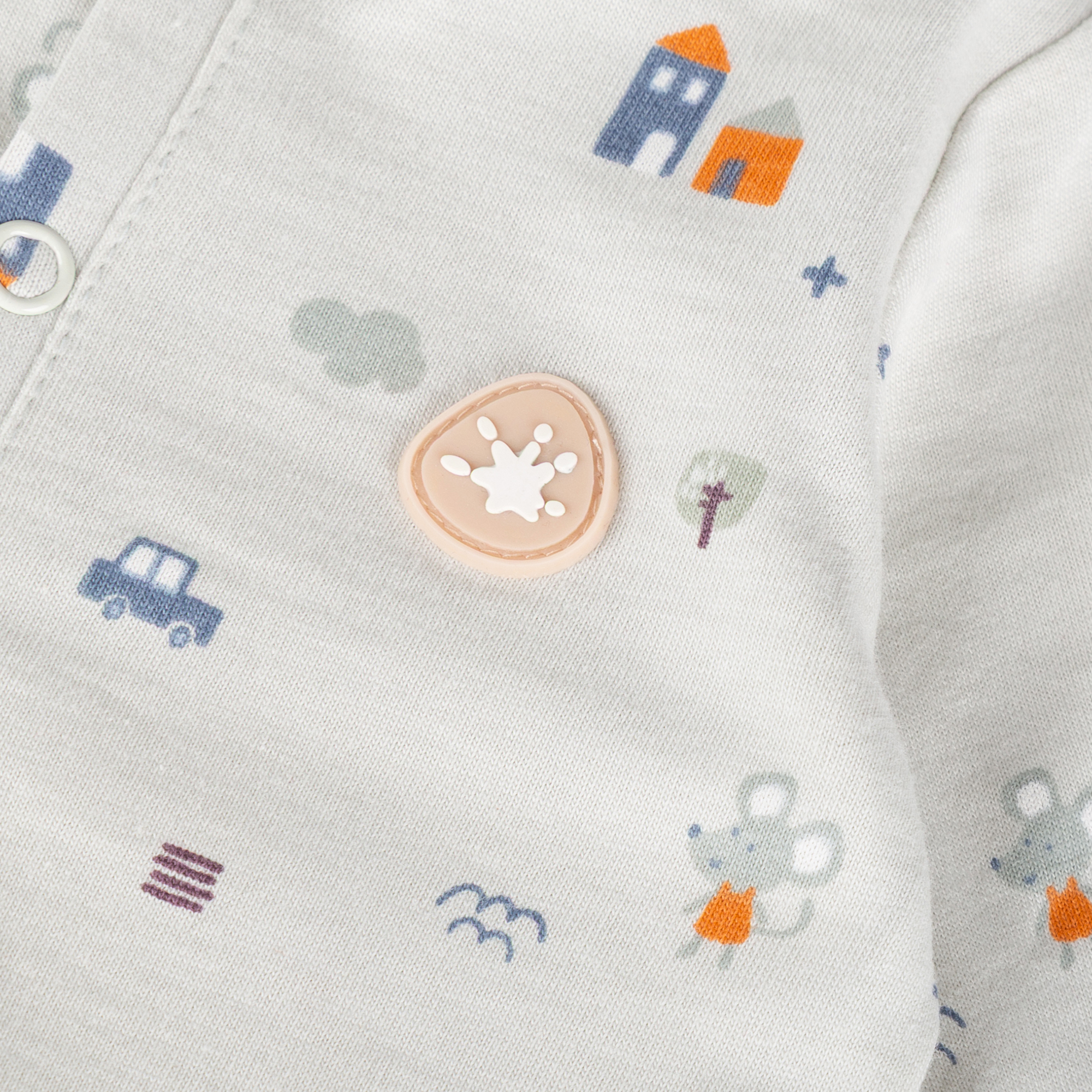 Newborn baby footed romper, foldover mittens
