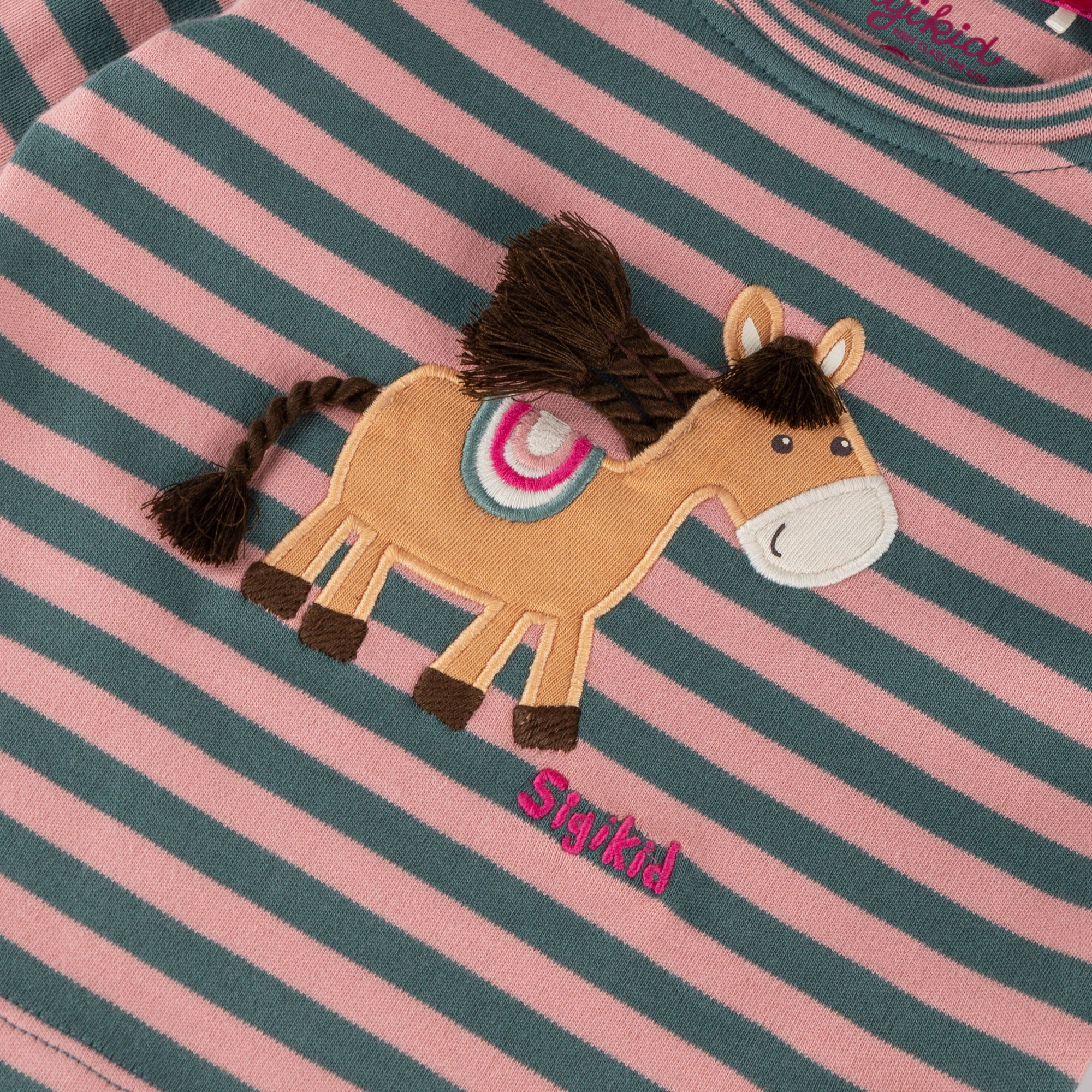 Baby Ringel Langarmshirt Pony Love, grün-rosa
