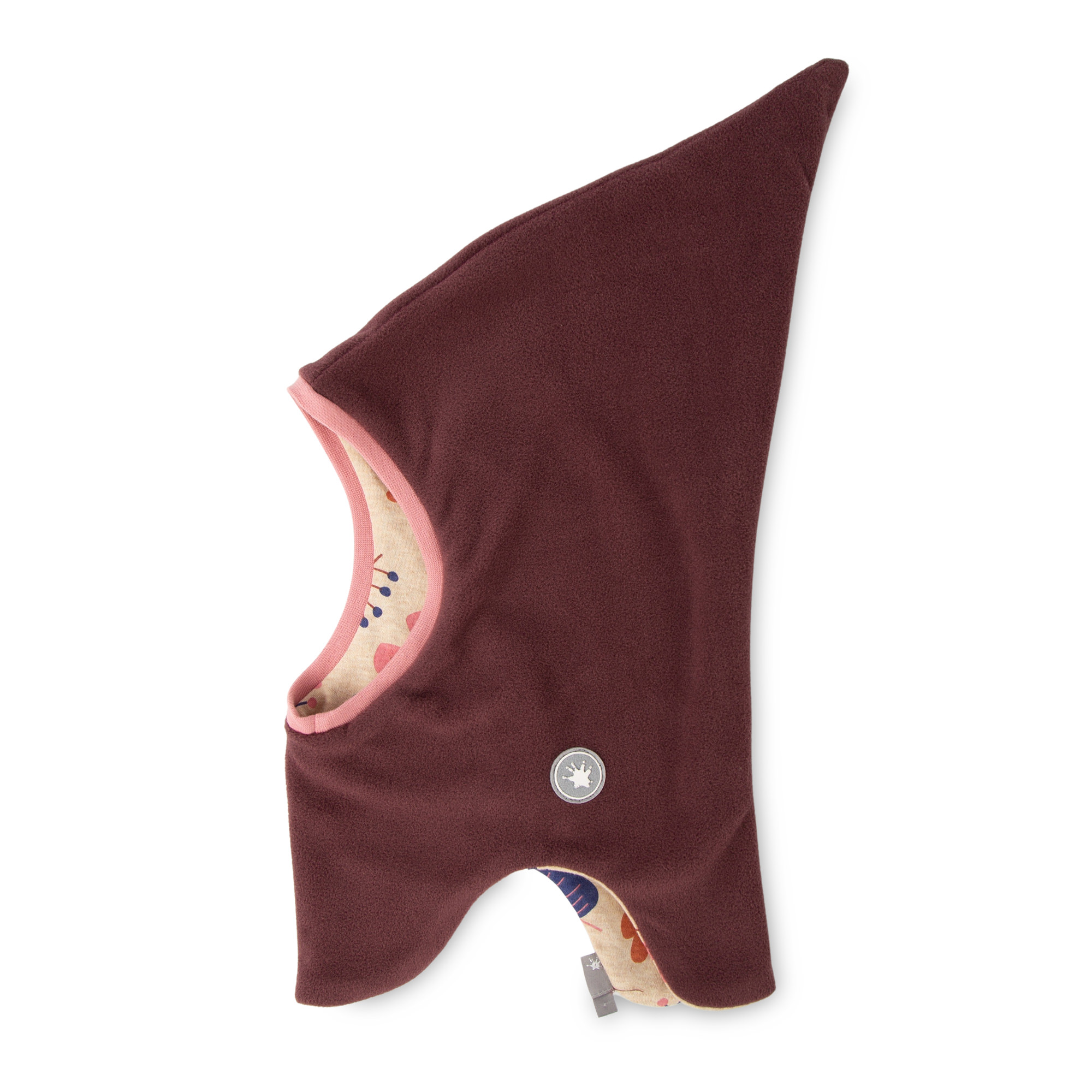 Children's balaclava fleece hat, burgundy red, lined