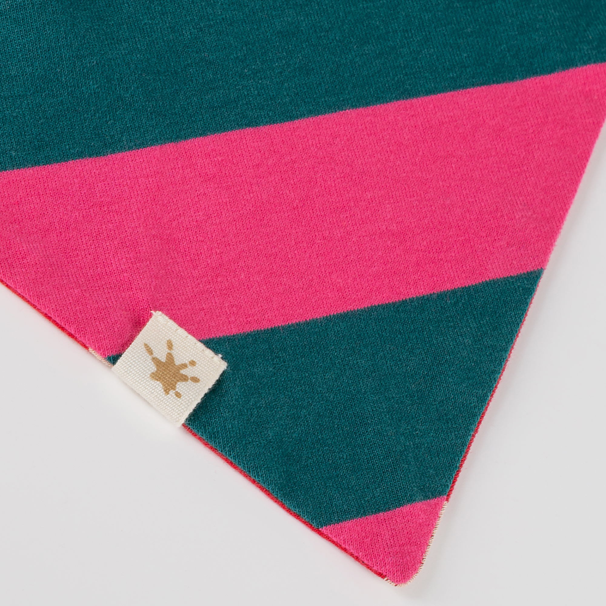 Reversible baby bandana bib rose red/green & red
