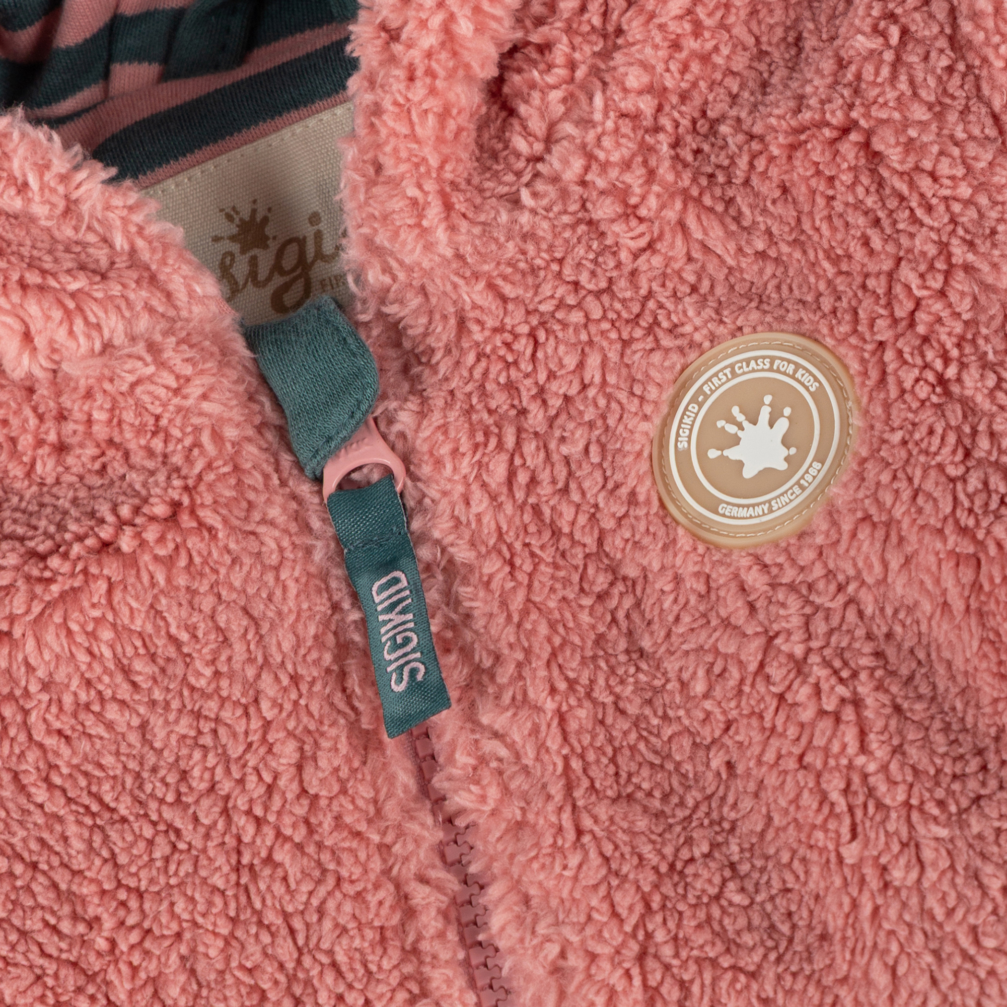 Hooded baby teddy fleece jacket Pony Love, lined