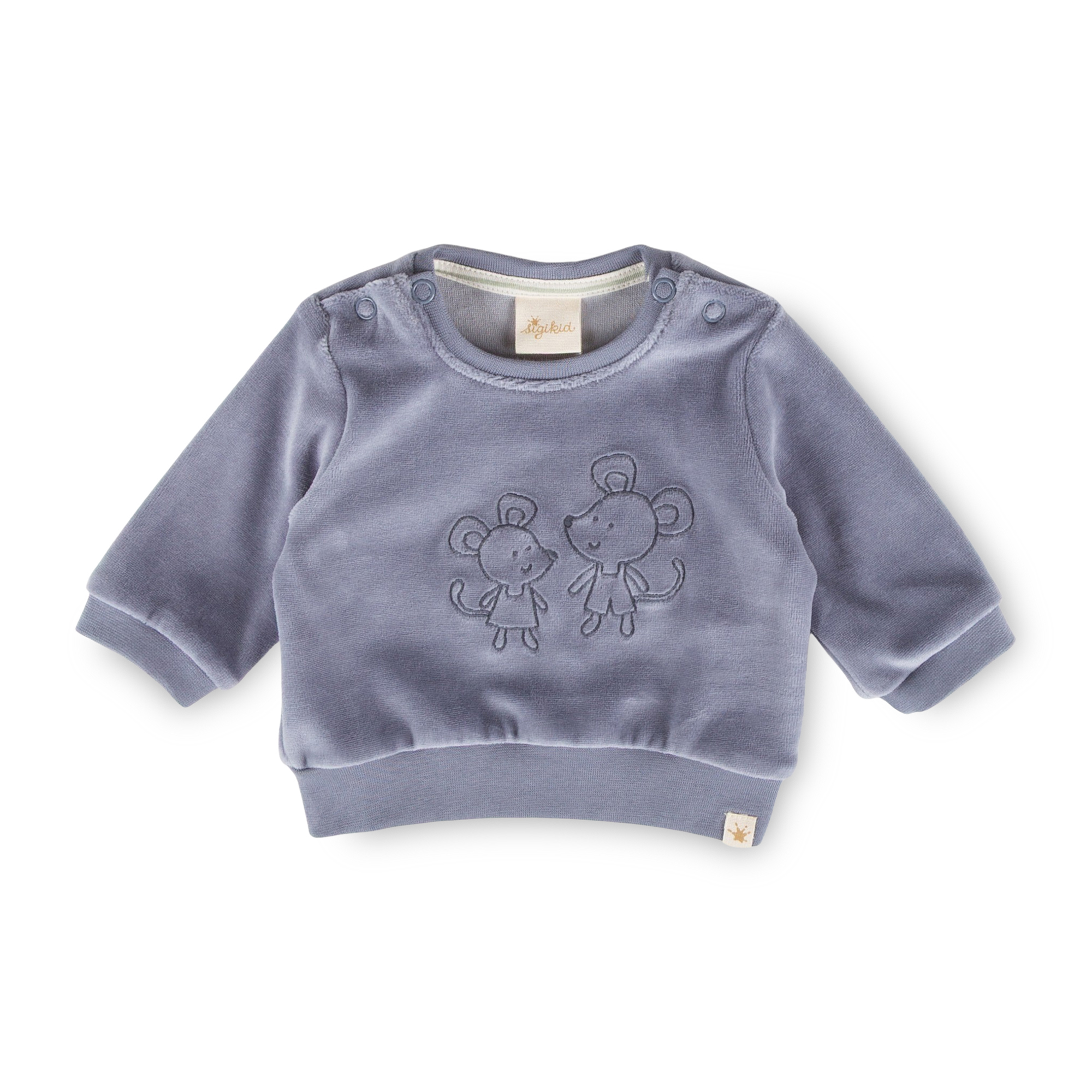 Newborn baby velour long sleeve Tee mouse, blue