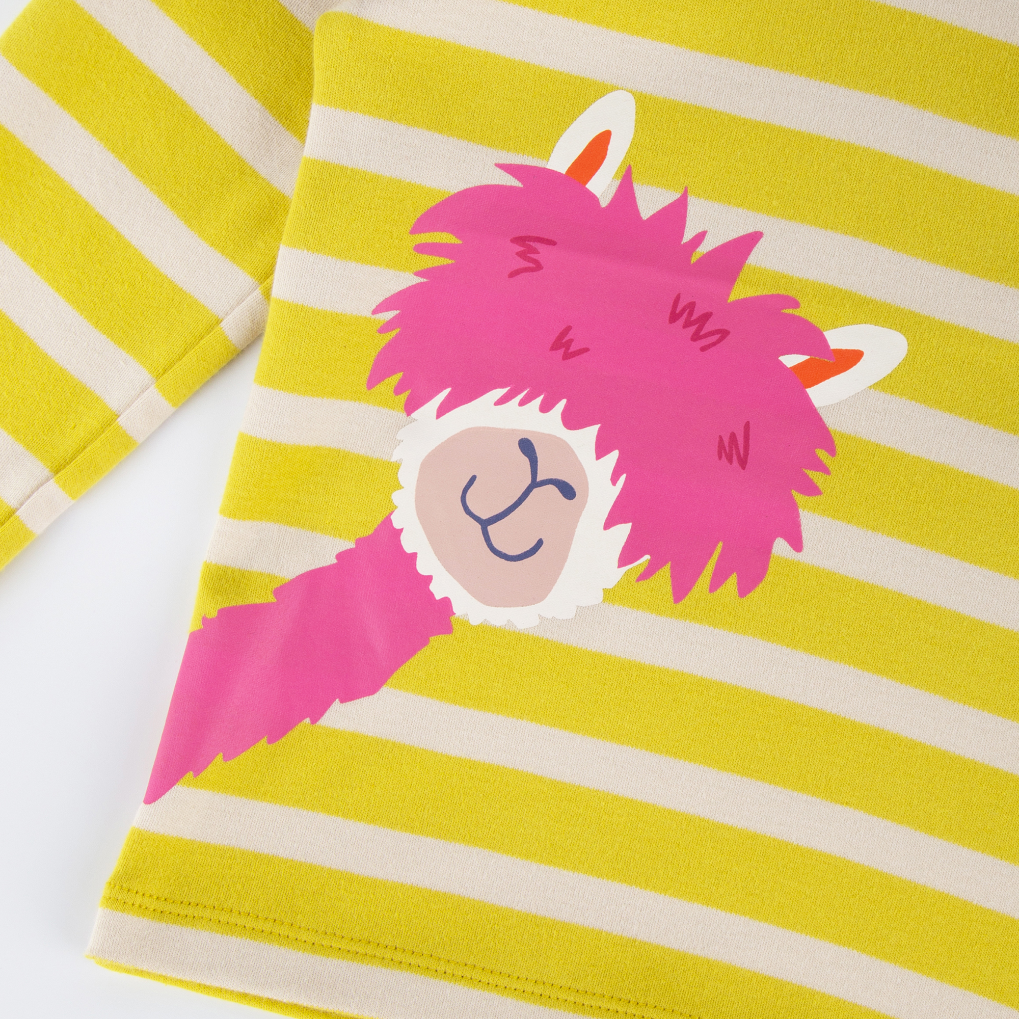 Kinder Langarmshirt Crazy Lama, gelb gestreift Kinder Langarmshirt Crazy Lama, gelb gestreift