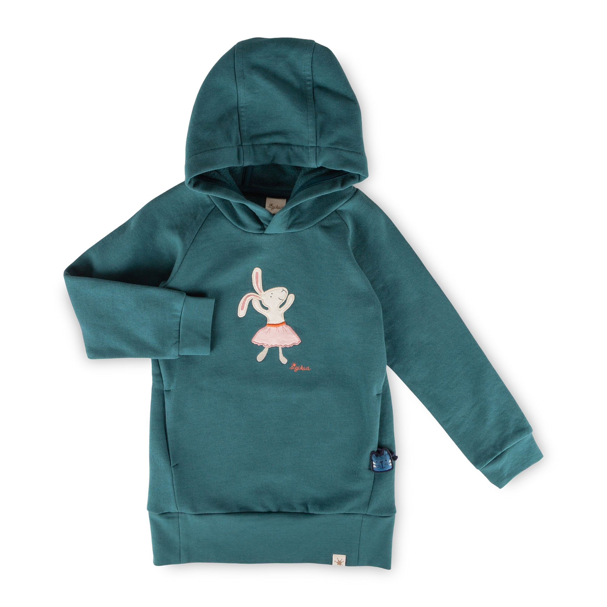 Kinder Kapuzen Sweatkleid Ballerina, petrolblau