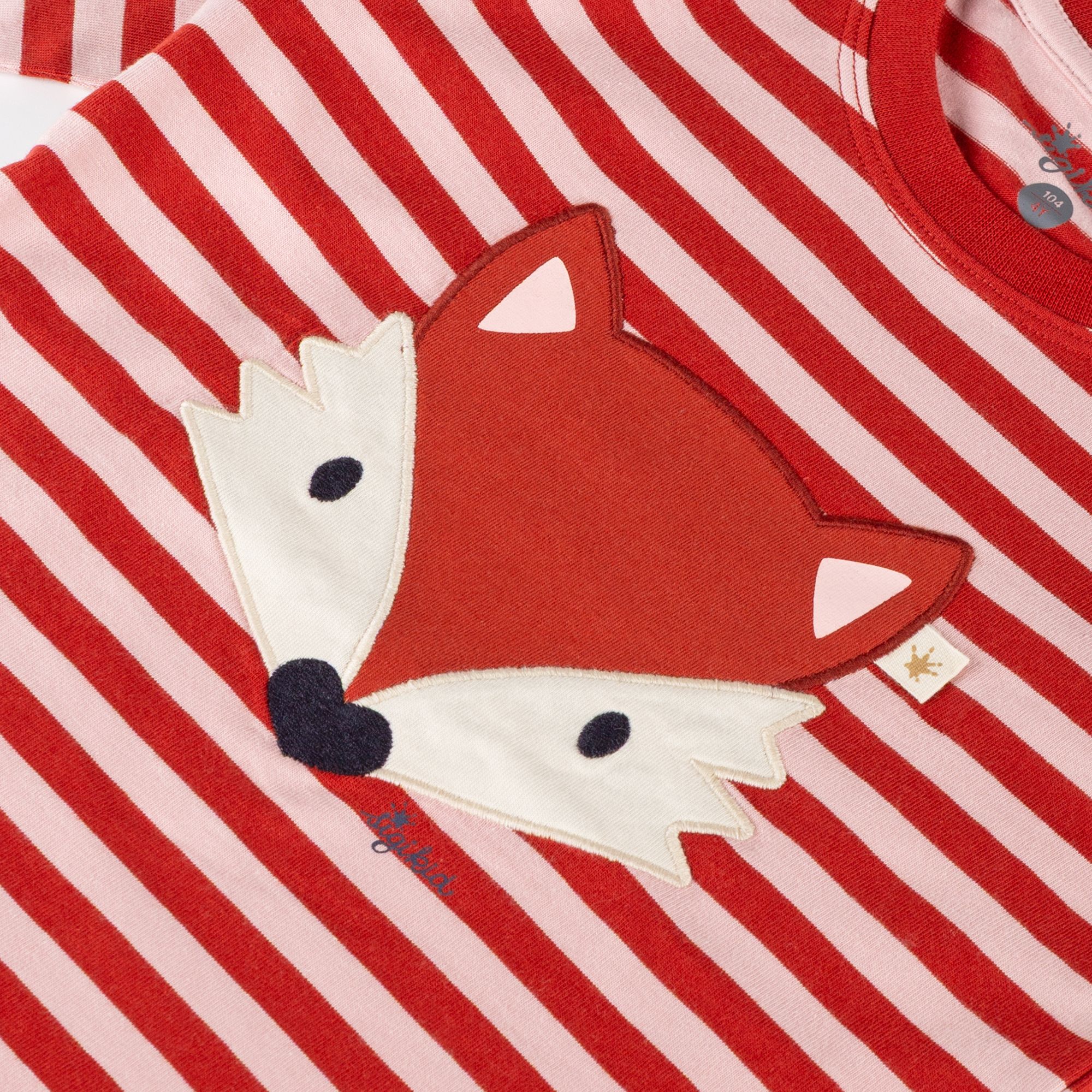 Children's long sleeve Tee fox, red striped
